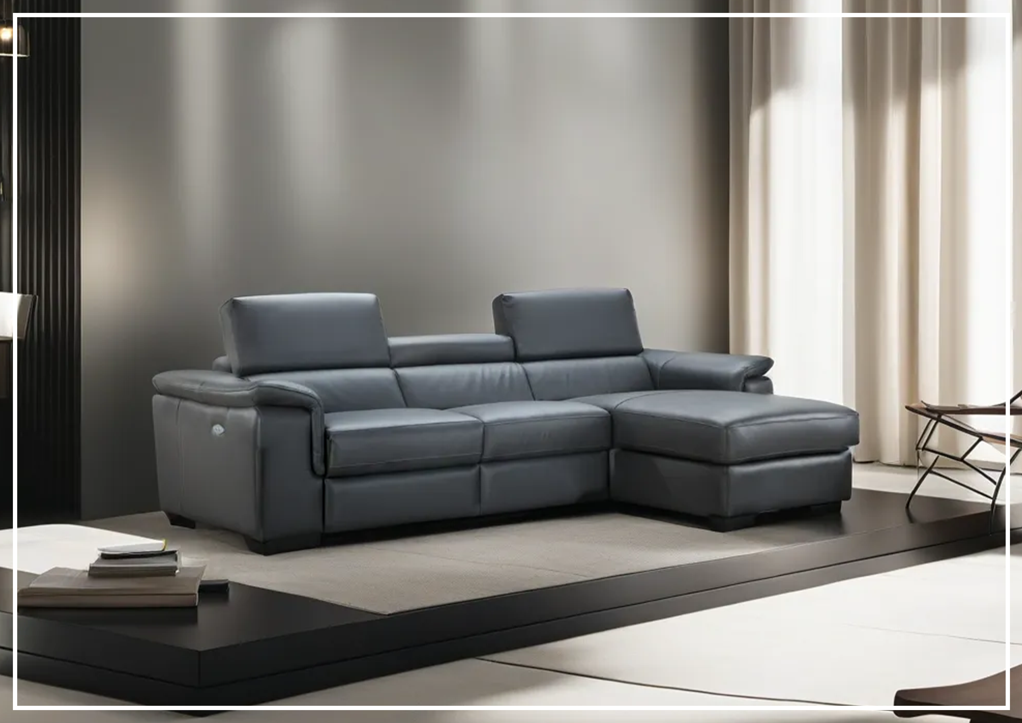Gio Italia Allegra L-Shaped Leather Recliner Sectional Sofa - Modern Genuine Leather Reclining Couch for Living Room, Home Theater & Family Gatherings
