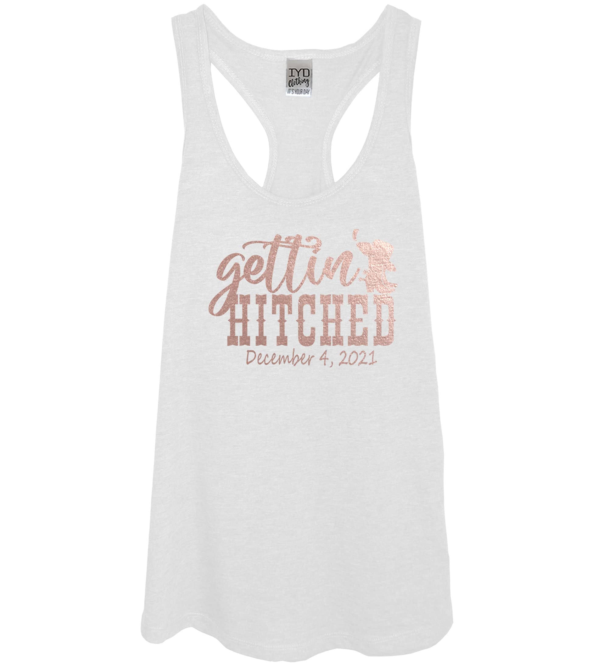 Personalized Bachelorette Party Shirts - 'Gettin Hitched' Bridesmaid Tank Tops for Women - Rose Gold Nashville Bride T-Shirts - Perfect for Bachelorette Parties, Bridal Showers & Girls' Night Out
