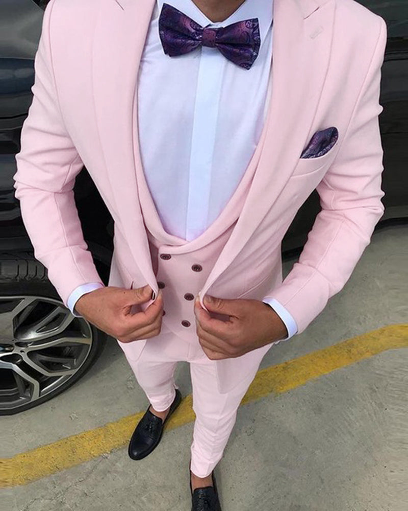 Slim Fit 3-Piece Light Pink Prom Suit for Men - Formal Tuxedo Set with Vest & Pants CB3830 | Homecoming, Wedding, Graduation & Special Occasion Outfit