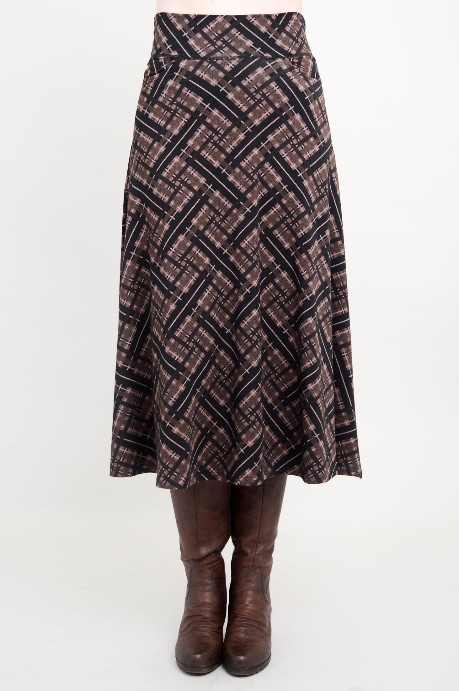 Gillian Plaid Skirt for Women - Soft Bamboo Fabric, Comfortable & Stylish - Perfect for Office, Casual Outings & Fall Fashion
