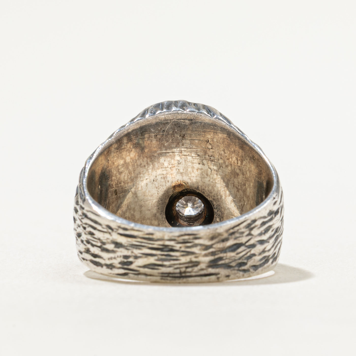 Brutalist Inspired Diamond Ring - 0.17 Carat Diamond Engagement Ring for Women - Size 8.5 - Unique Handcrafted Jewelry Gift for Anniversary, Wedding, or Special Occasion