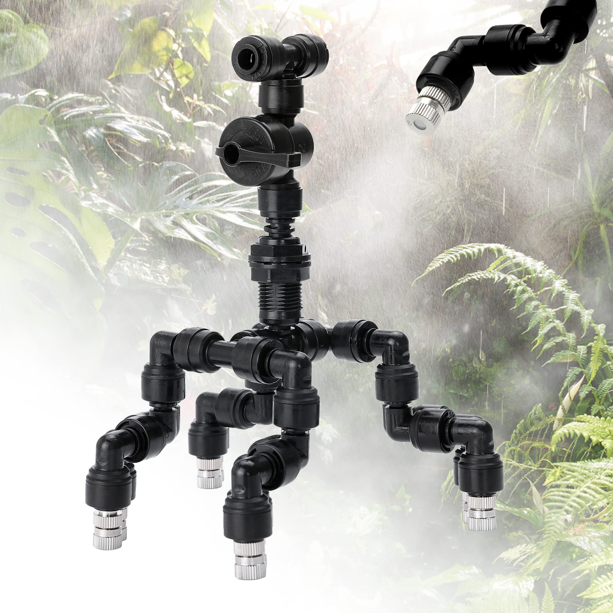 4 Pcs Reptile Mister Nozzle with Adjustable Valve - Terrarium Fogger & Misting System for Reptiles, Rainforest Habitat - Perfect for Hydration & Cooling in Vivariums & Terrariums