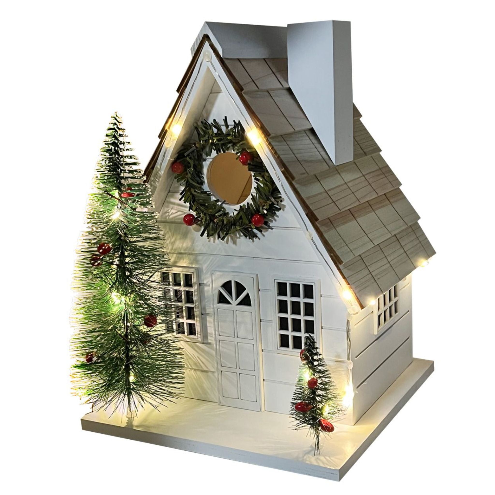 Christmas Villa Birdhouse - Handcrafted Wooden Birdhouse for Outdoor Garden Decor, Perfect for Holiday Gifts & Backyard Bird Watching (Christmas, Winter, Home & Garden)