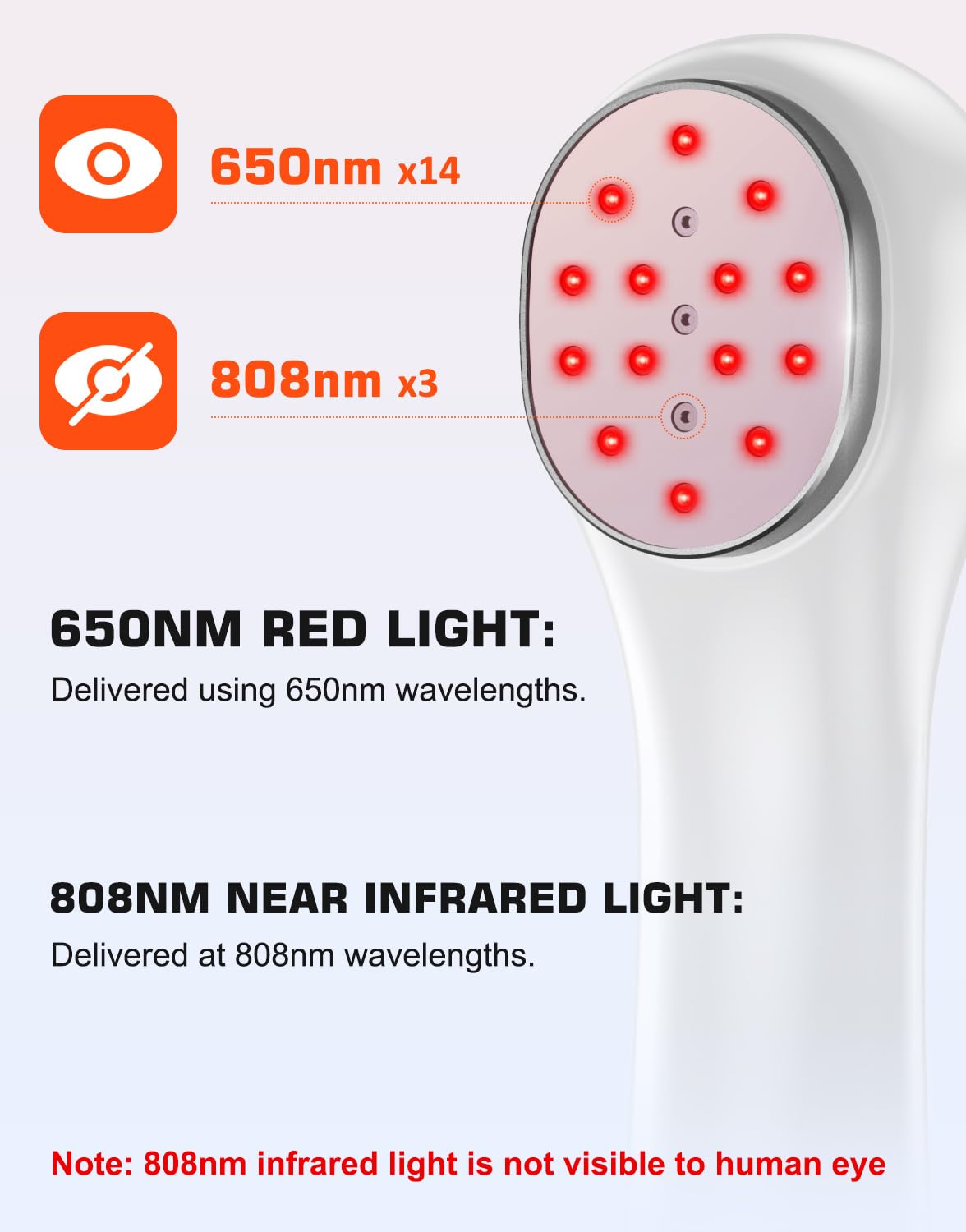 Holsn Red Light Therapy Device - 14x650nm & 3x808nm Infrared Light for Pain Relief, Joint & Muscle Recovery - At-Home Body Therapy for Back Pain, Arthritis & Skin Rejuvenation | Perfect for Home Gym, Spa & Wellness Routine