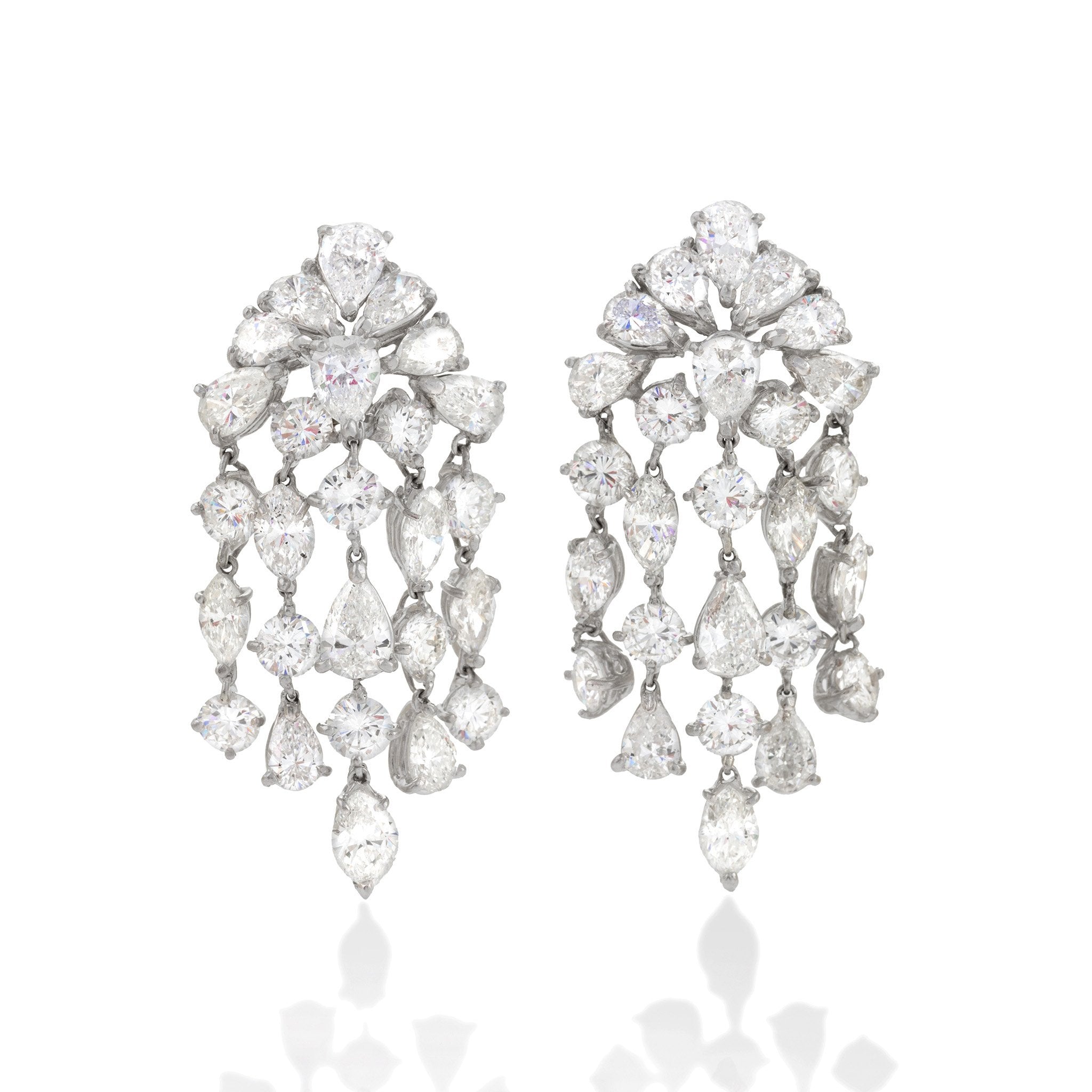 David Webb Diamond Waterfall Earrings - 14K Gold Dangle Drop Earrings for Women, Luxury Wedding & Evening Party Jewelry Gifts
