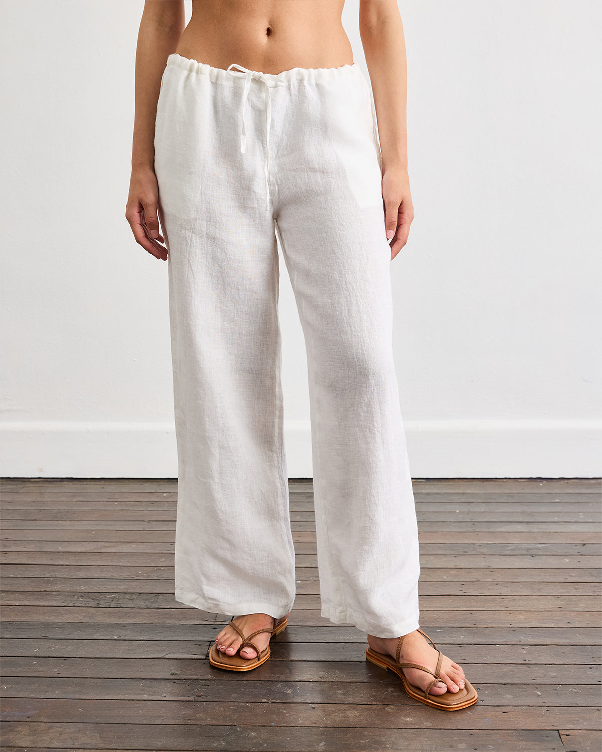 Best White Linen Lounge Pants for Women - Soft Comfortable Elastic Waist Pajama Pants - Perfect for Yoga, Sleepwear & Home Relaxation