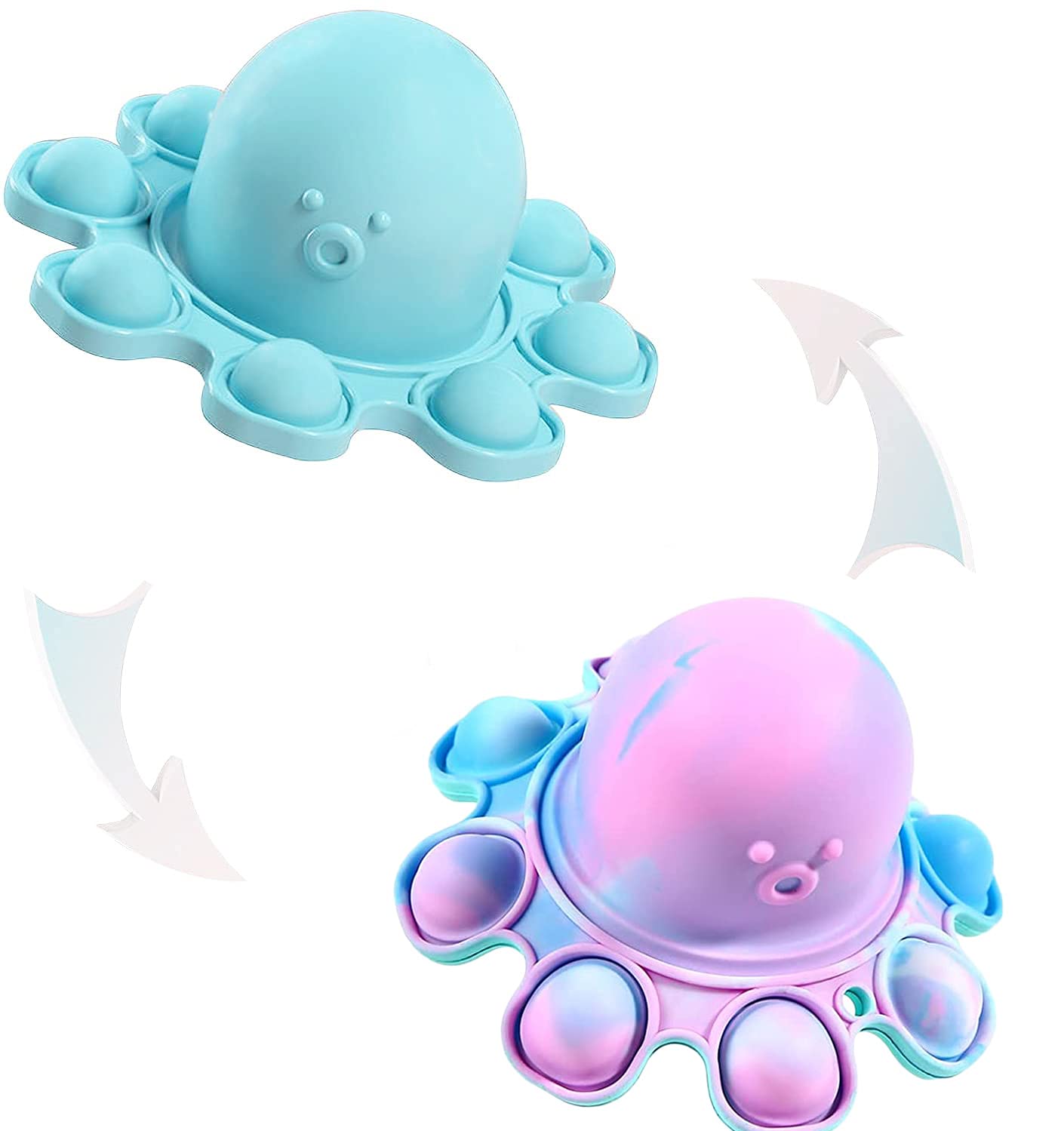 3D Octopus Pop It Fidget Toy - Squeeze Sensory Stress Relief Toy for Kids & Adults, Flippy Octopus Puppet Keychain, Bubble Popper Sensory Toy for Anxiety & Focus (Blue) - Perfect for Home, Office, School & Travel Stress Relief