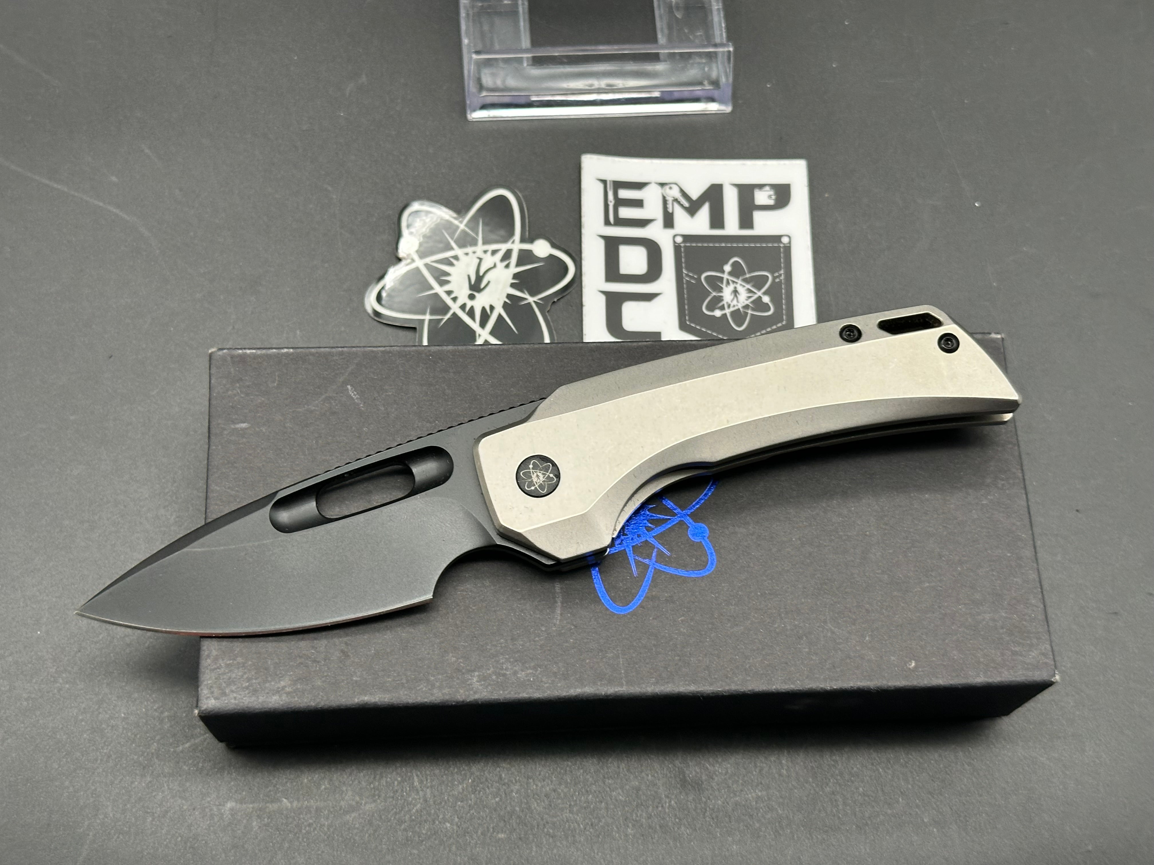 EMP EDC Nymble T 3.1 Folding Knife - M390 Premium Steel Blade & Stonewashed Titanium Handle - Perfect for Everyday Carry, Outdoor Adventures & Tactical Use