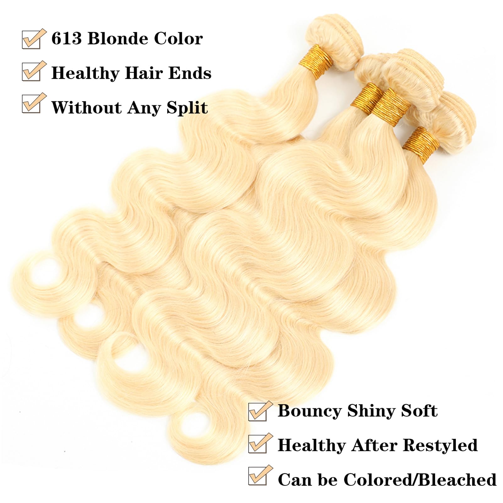 613 Blonde Body Wave Human Hair Bundles 16