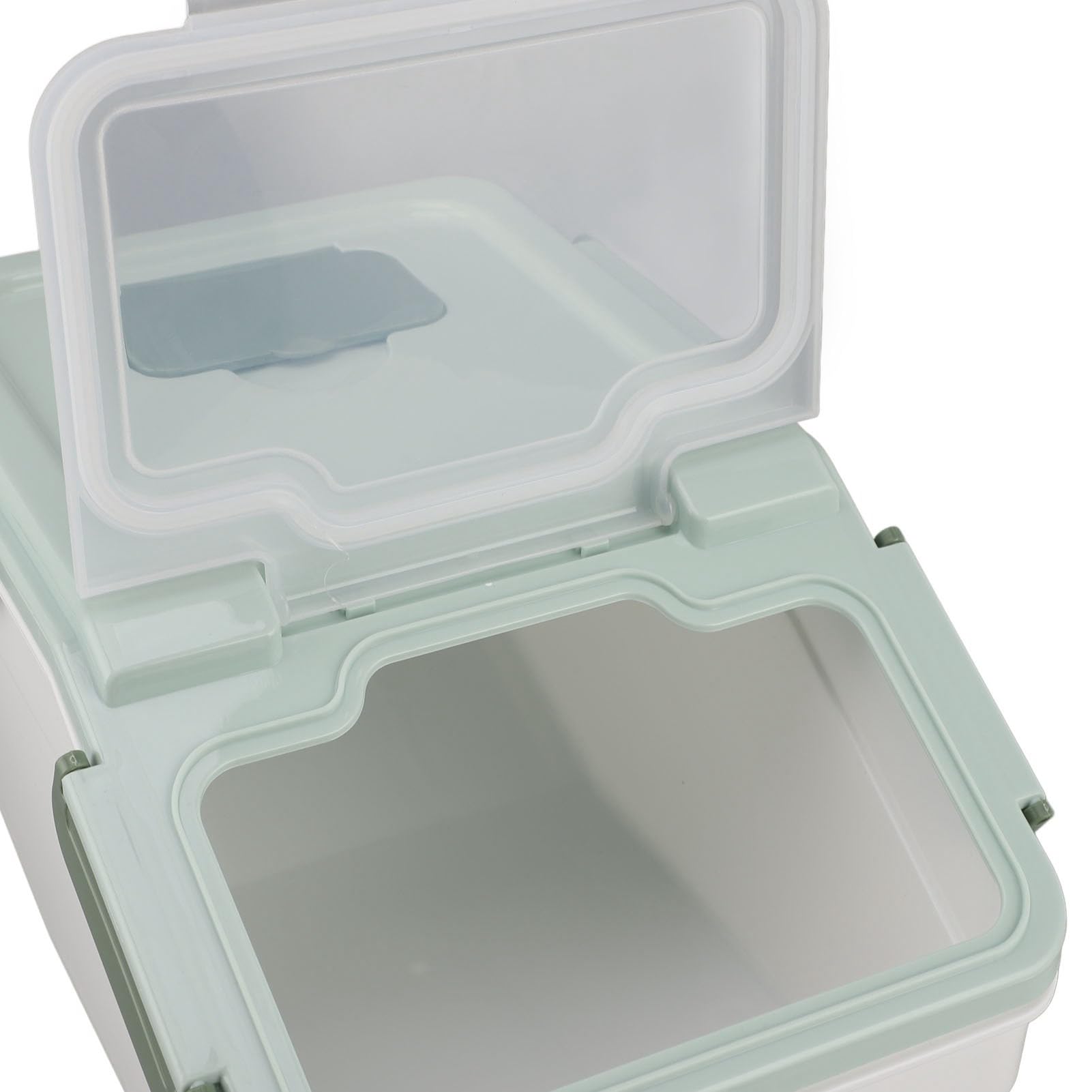 Airtight Rice Storage Container with Measuring Cup & Wheels - Large Kitchen Food Storage Bin for Rice, Grains, Pet Food, Flour - Perfect for Pantry Organization & Bulk Food Storage