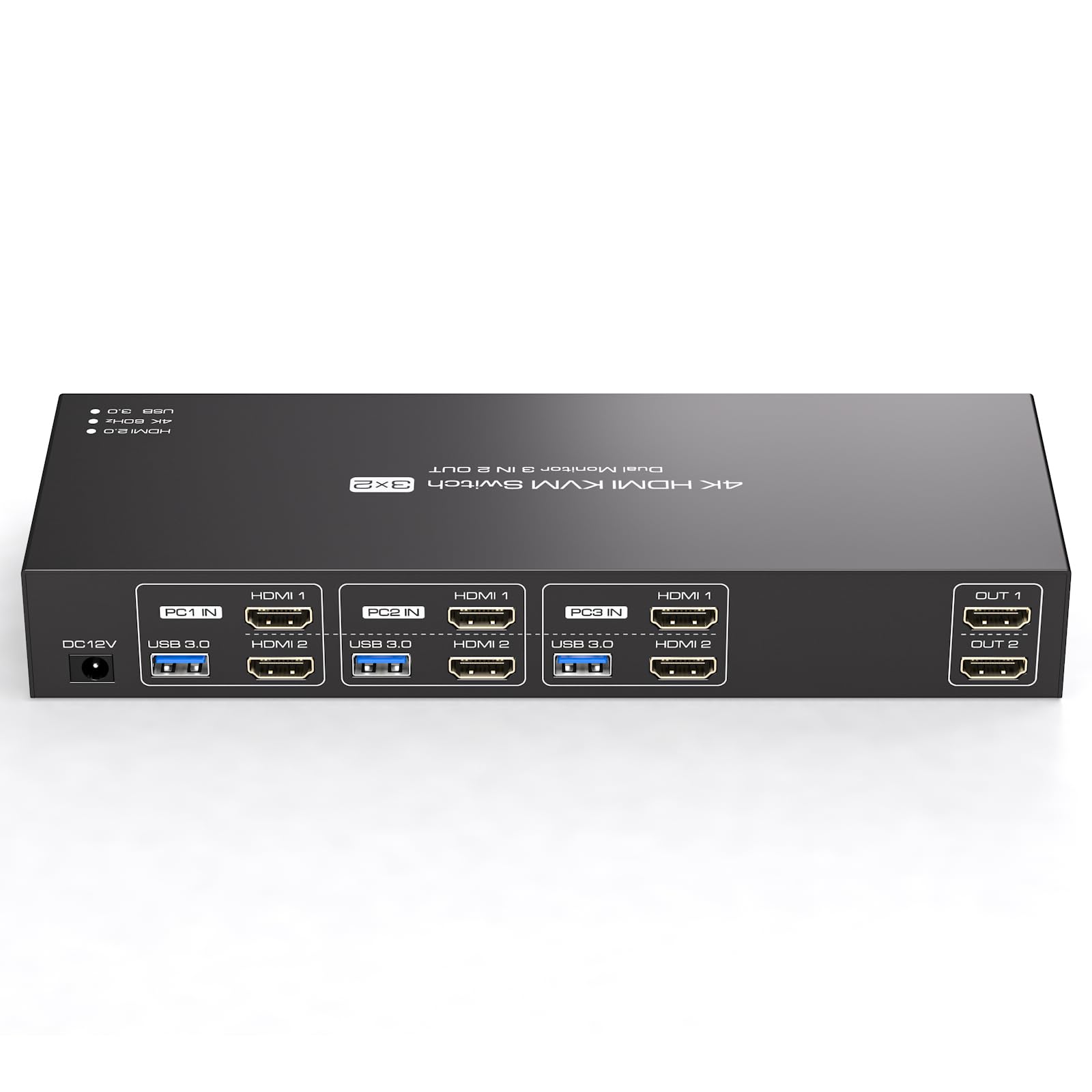 4K60Hz HDMI KVM Switch for Dual Monitors & 3 Computers - USB 3.0 Sharing Hub with EDID Simulation, Remote Control & Cables - Perfect for Home Office, Gaming Setup & Multi-Device Workstations