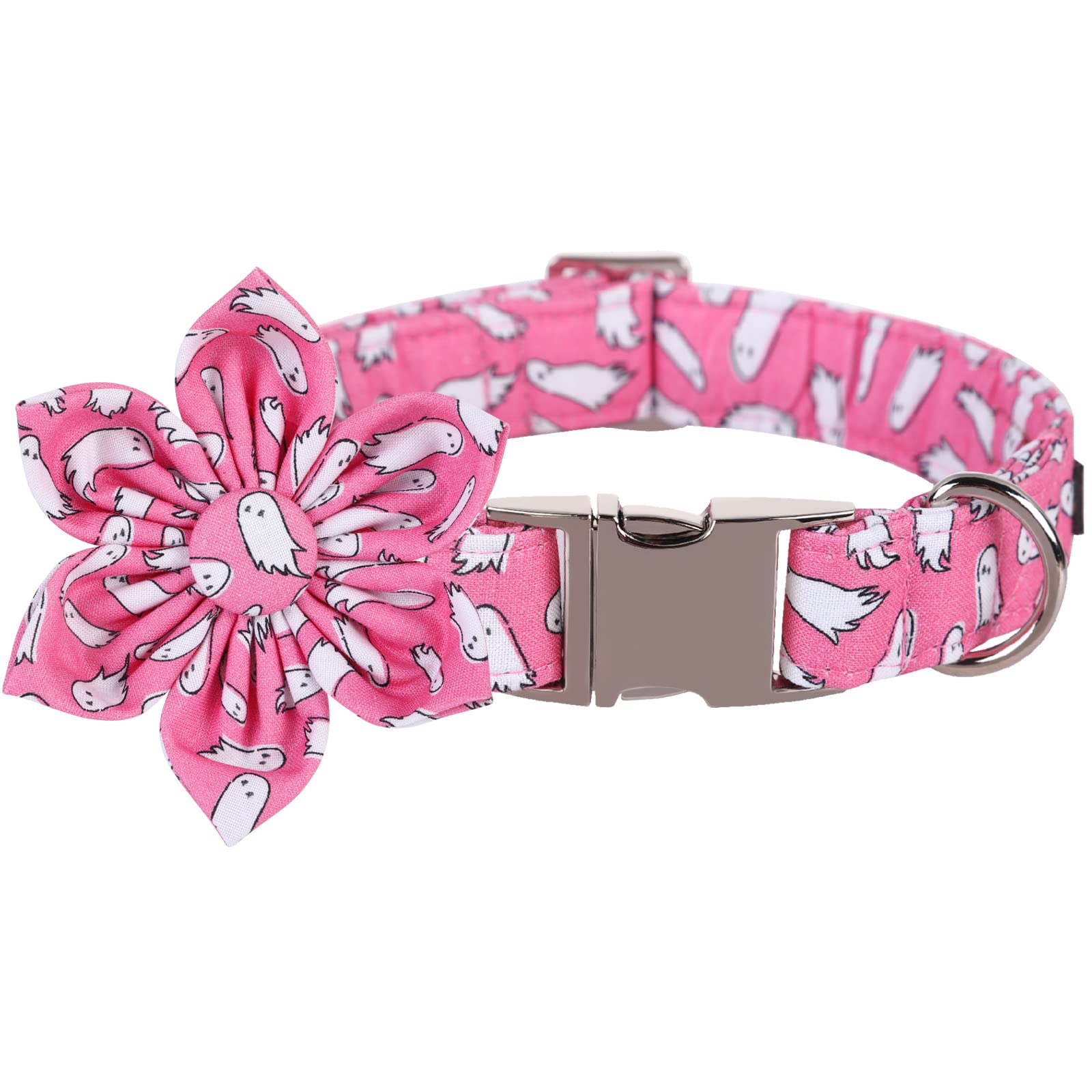 Lionet Floral Dog Collar - Adjustable Halloween Pet Collar for Small, Medium & Large Dogs - Comfortable Puppy Collar Gift for Daily Walks & Costume Parties