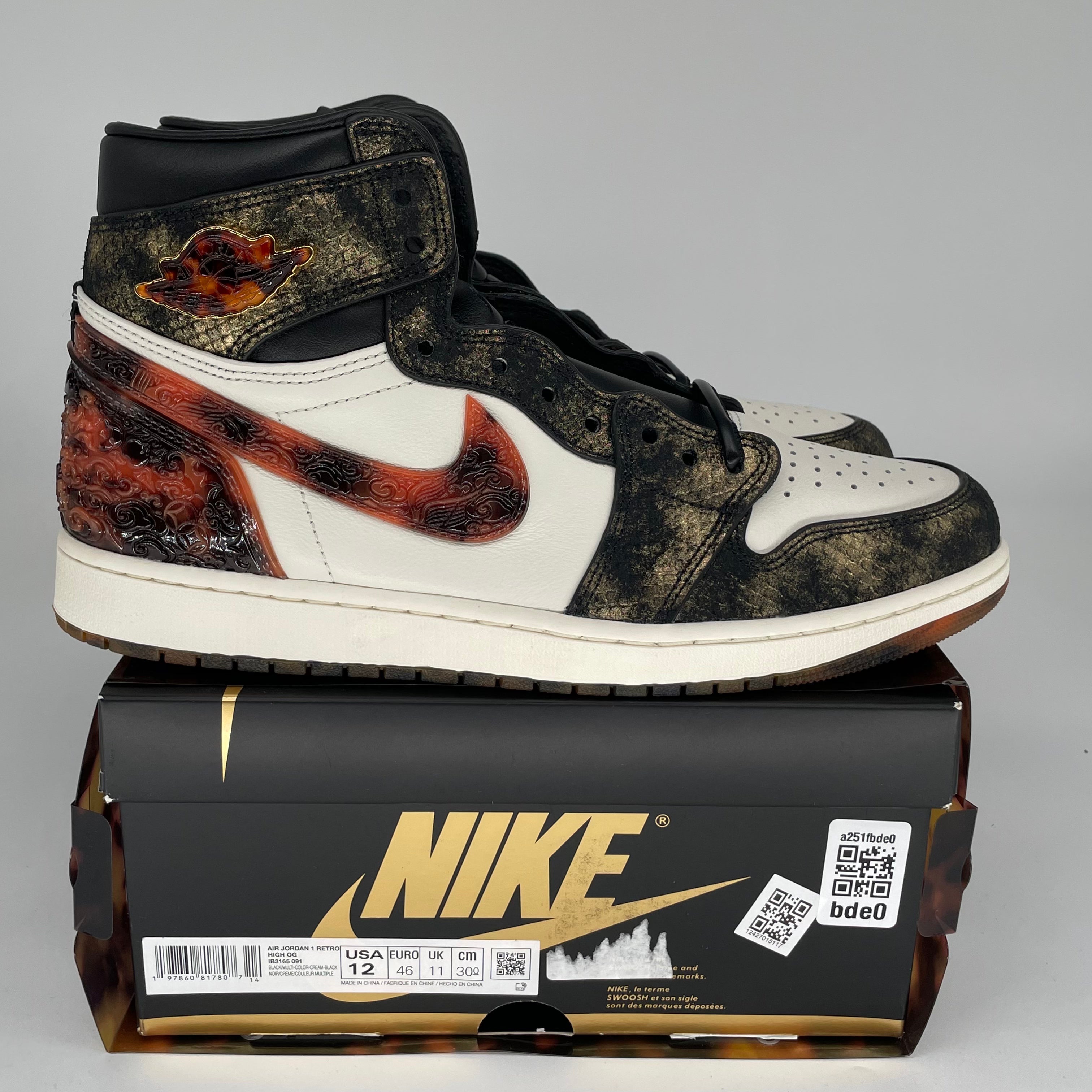 AIR JORDAN 1 XUANWU Year of the Snake Sneakers - Men's Size 12 (IB3165-091) | Limited Edition Basketball Shoes for Collectors & Streetwear Fashion