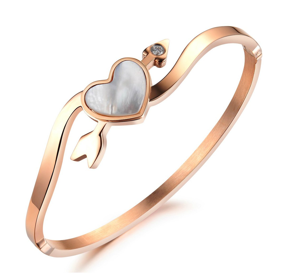 Rose Gold Plated Heart & Arrow Crystal Bracelet for Women - Elegant Jewelry Gift for Valentine's Day, Anniversary & Special Occasions