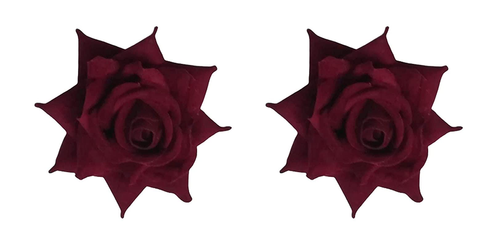 Kanthan Rose Flower Hair Clip & Brooch - 2 Pack Maroon Bun Maker Pins for Women & Girls | Wedding, Party & Everyday Hair Accessories