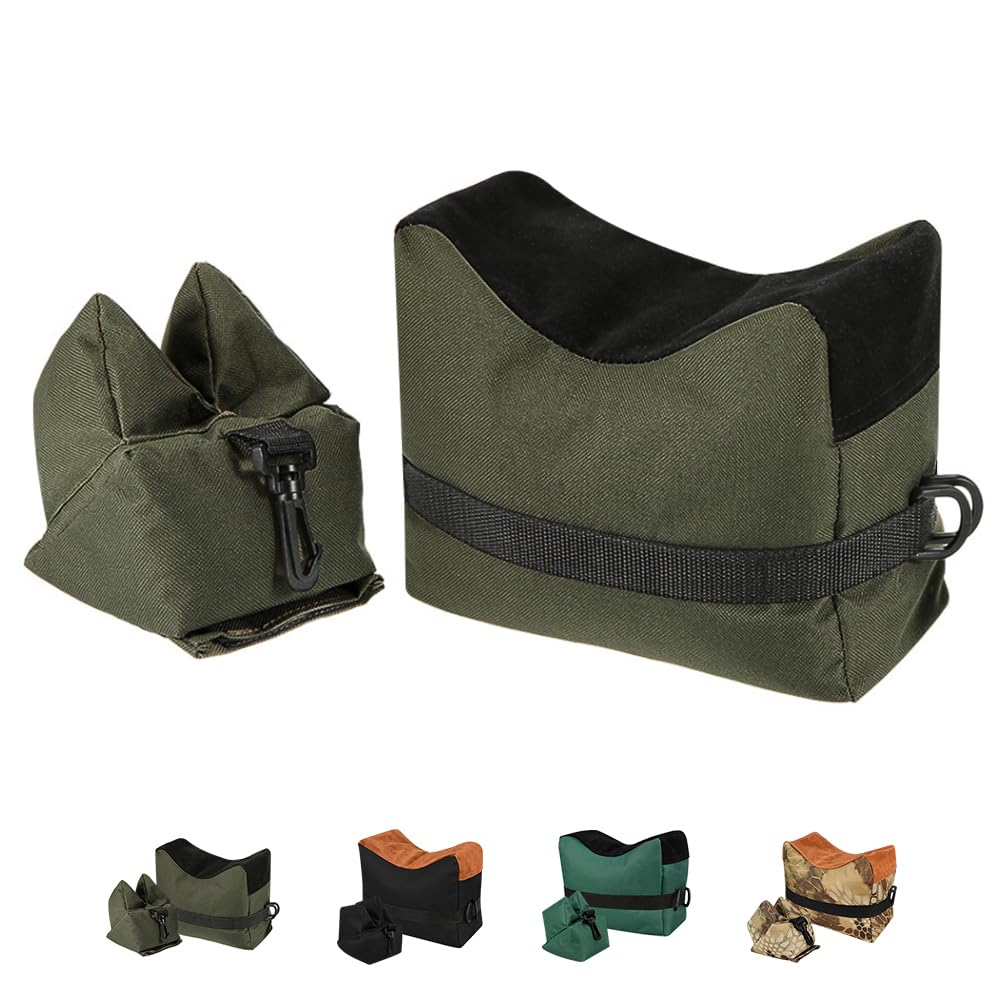 Shooting Rest Bags - Front & Rear Rifle Support Sandbag Stand Holders with 600D Polyester for Hunting & Target Practice - Perfect for Bench Rest Shooting, Long Range Precision, and Firearm Stability (Unfilled Bags)