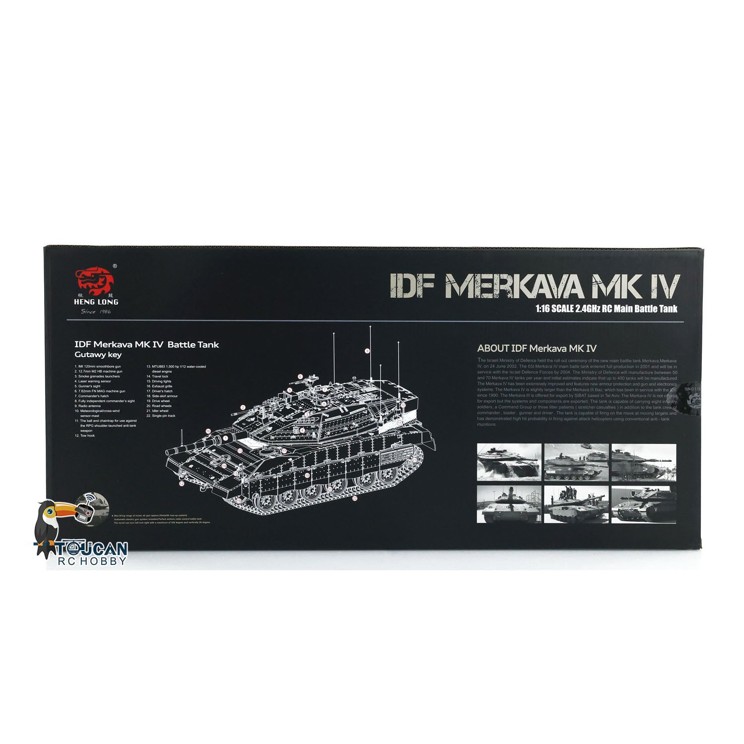 1/16 Scale Henglong IDF Merkava MK IV RC Military Tank with Metal Tracks, Road Wheels & Recoil Barrel - US Stock | Realistic Battle Simulation & Collectible Display