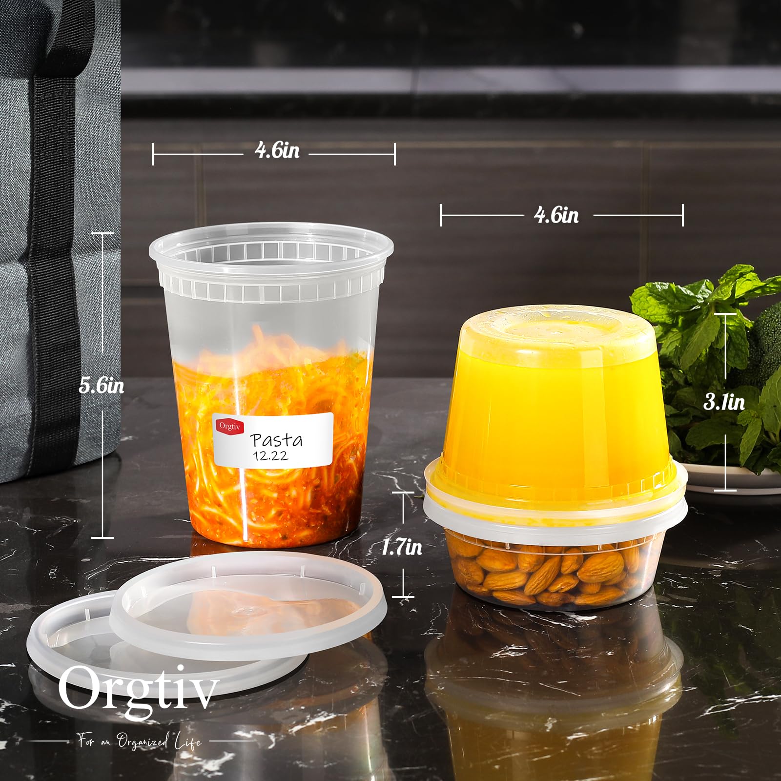 48-Pack 8oz, 16oz, 32oz Plastic Deli Containers with Lids - Airtight Freezer & Food Storage Containers, BPA-Free Disposable Takeout Cups for Soup, Slime, Meal Prep, Leftovers - Perfect for Restaurants, Catering & Home Kitchen Organization
