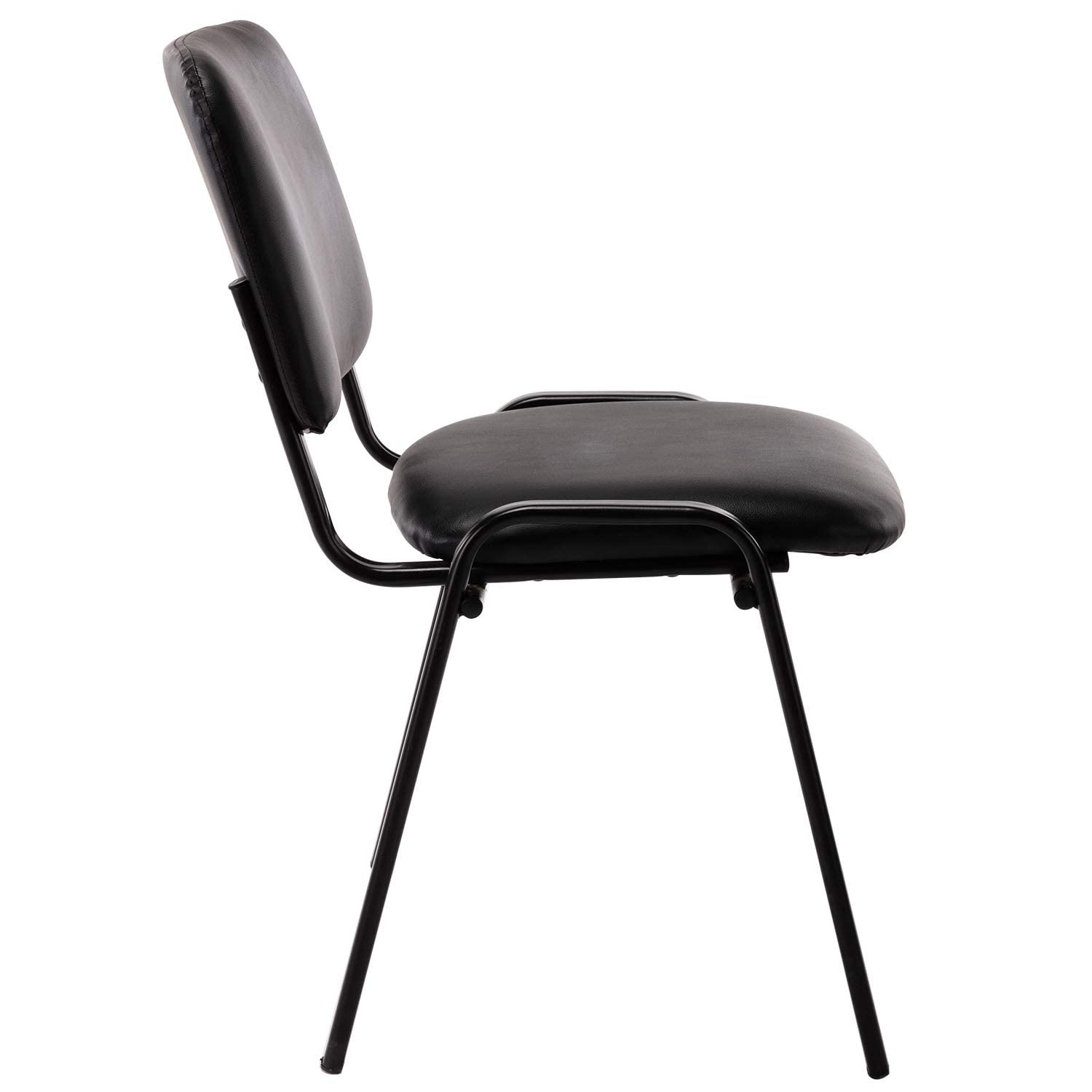 5-Pack Black PU Leather Conference Room Waiting Chairs - Armless Office Chairs Without Wheels for Meeting Rooms, Guest Reception, Lobby & Events - Durable & Comfortable Seating Solution