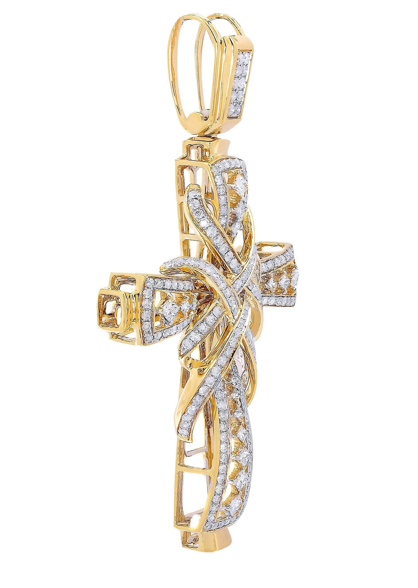 2.33 Carat Diamond Cross Pendant Necklace - 14.34 Grams Solid Gold Religious Jewelry for Women - Perfect for Church, Baptism & Special Occasions