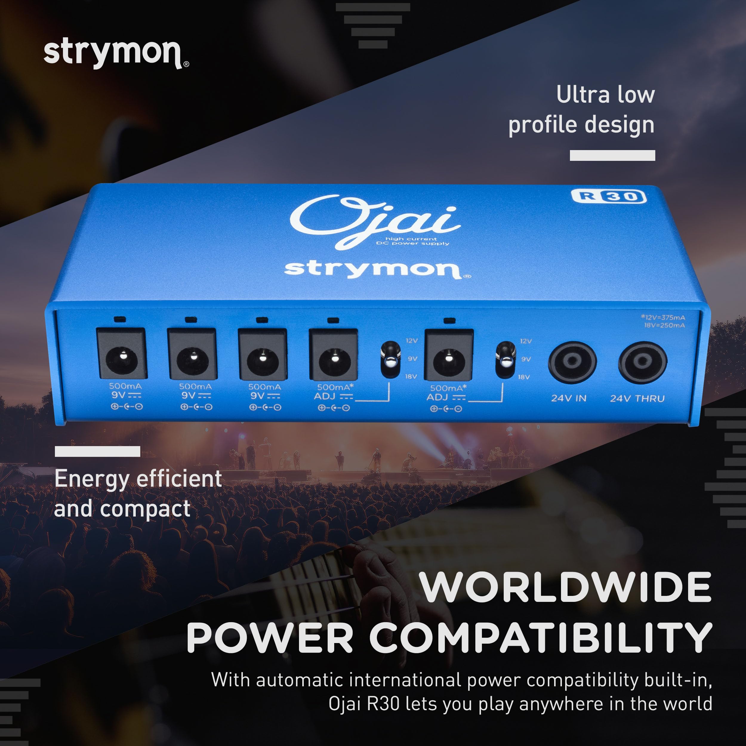 Strymon Ojai R30 Expandable High Current Guitar Pedal Power Supply - 9V/12V/18V Compatible for Effects Pedals - 5 Outputs 500mA Each - Perfect for Pedalboards & Professional Guitar Rigs