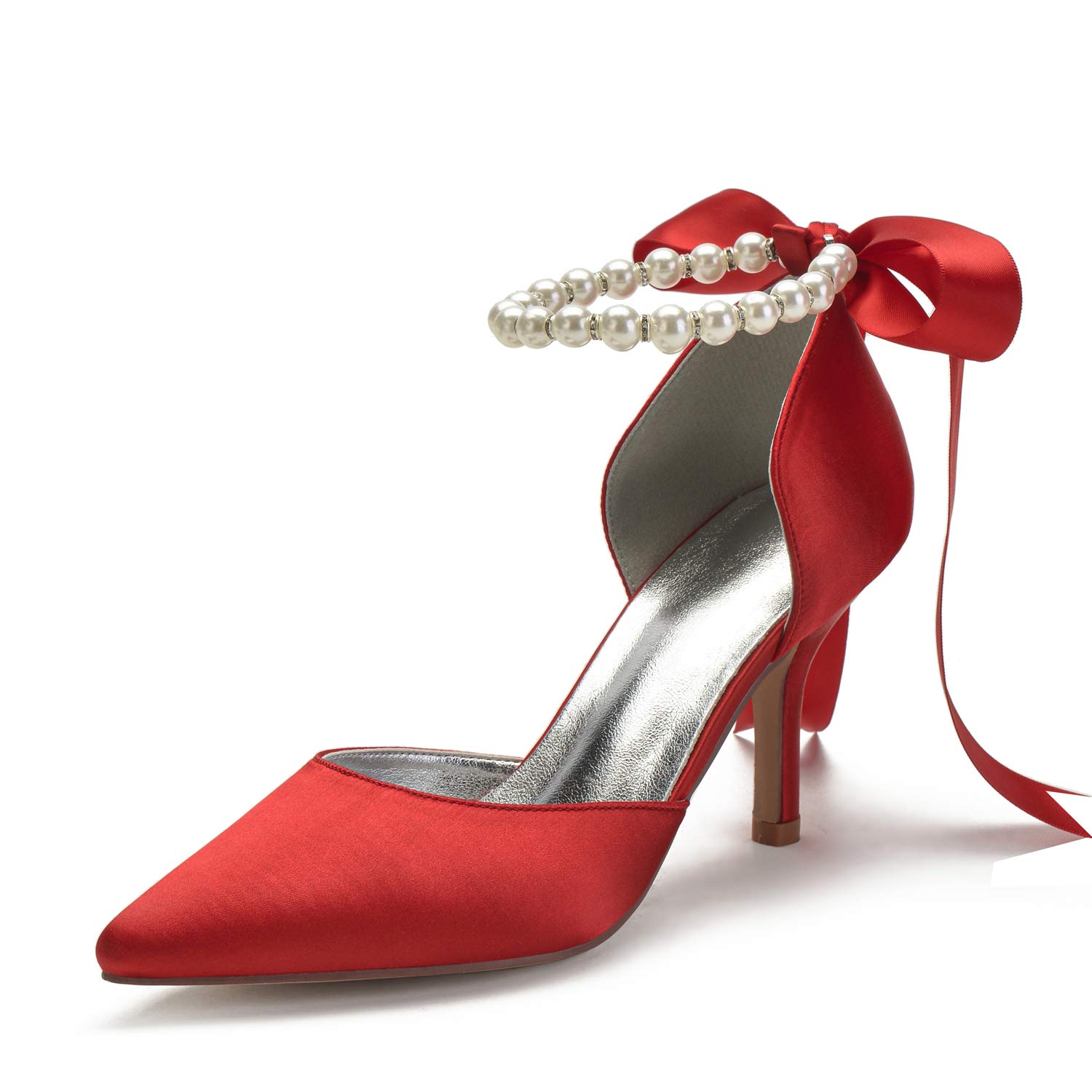 Pearl White Wedding Shoes for Bride – Elegant High Heels Pointed Toe Bridal Shoes, Satin Prom Party Dress Pumps for Women – Perfect for Weddings, Proms, and Formal Events