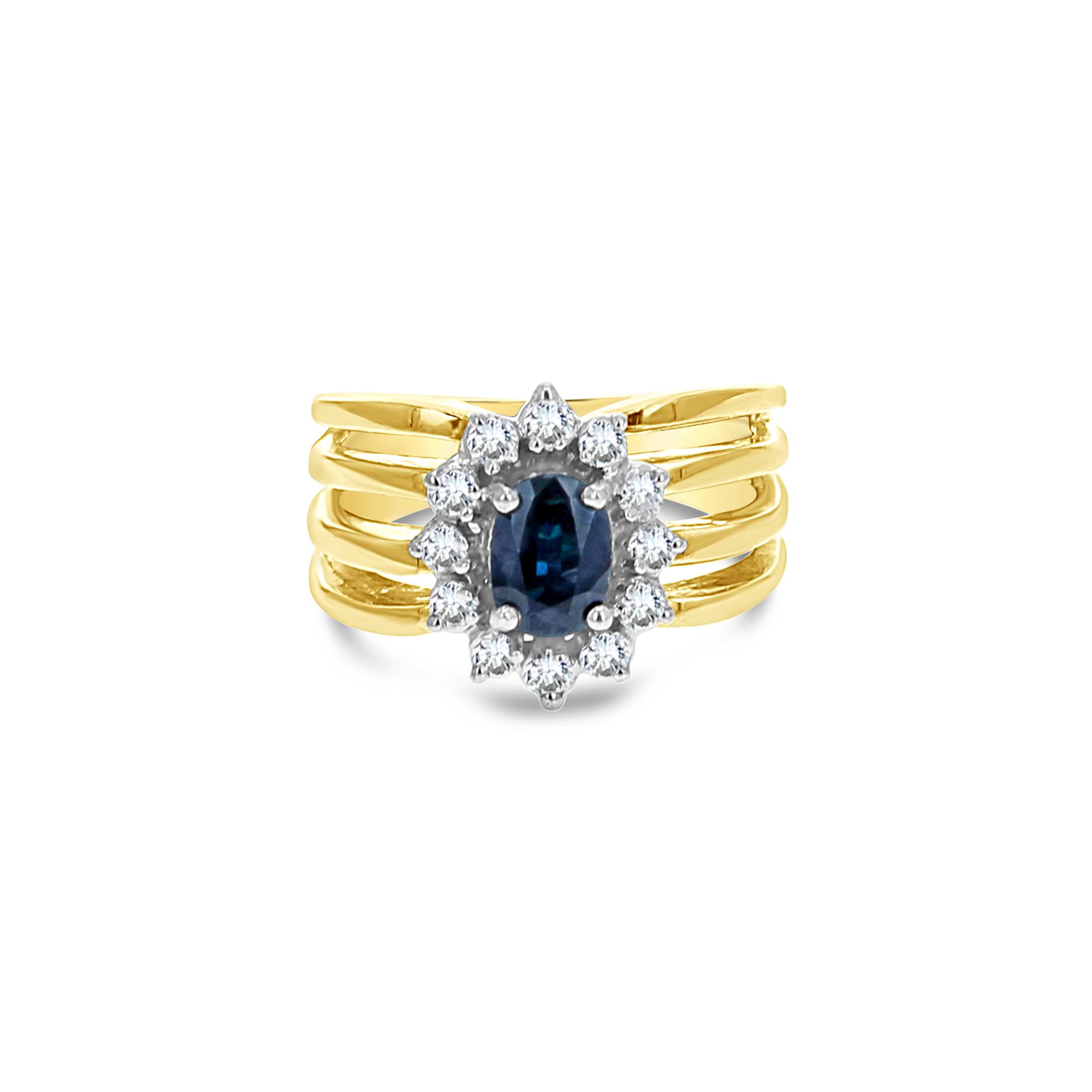 1.25ct Diamond & Sapphire Halo Engagement Ring in 14k Yellow Gold - Perfect for Proposals, Anniversaries & Bridal Jewelry