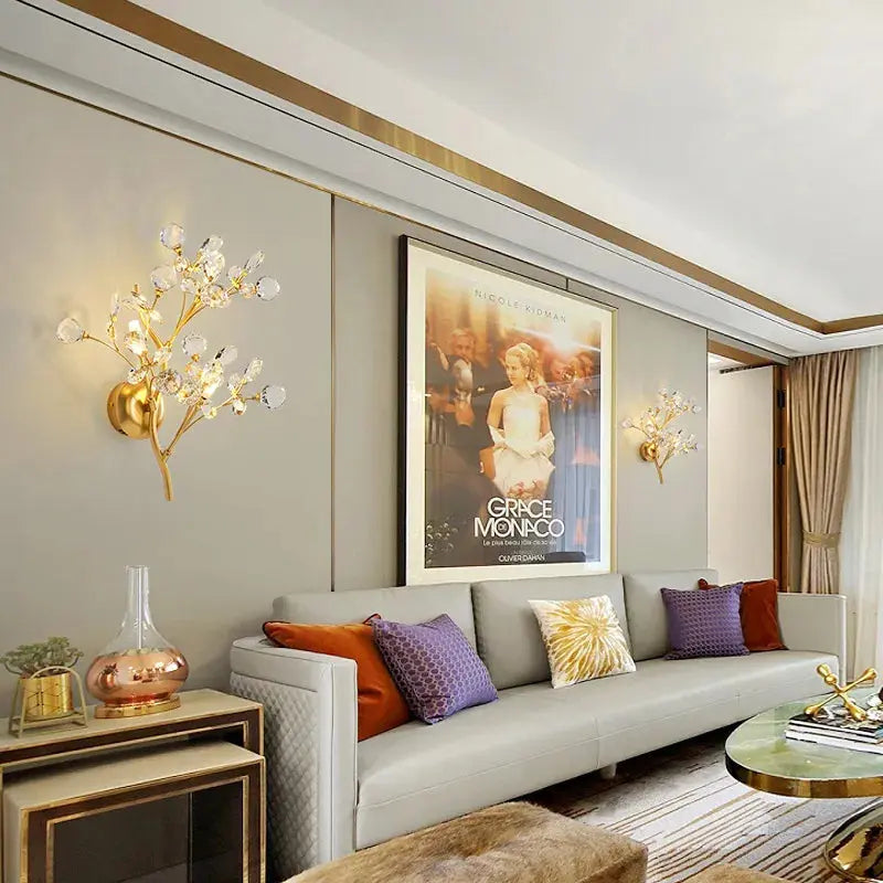 Alessa Gold Branch Wall Light - Elegant Brass Sconce for Living Room, Bedroom, or Hallway Decor - Perfect for Ambient Lighting and Stylish Home Interior Design