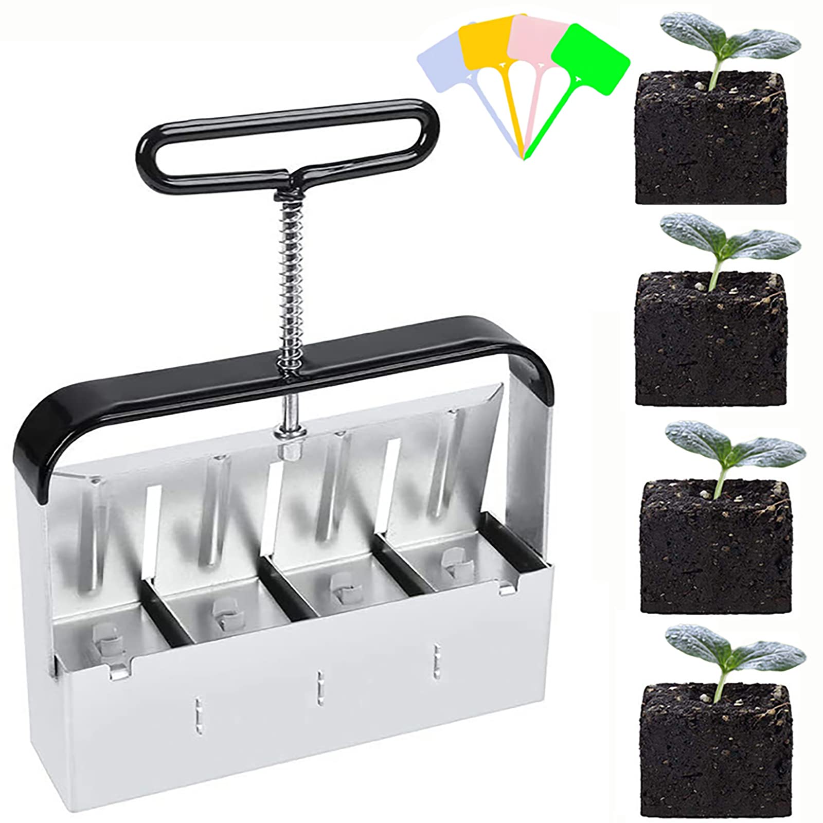 2 Inch Soil Blocker with Comfort-Grip Handle - 4 Pack Seed Starter Tool for Greenhouses, Seedlings & Plant Cuttings | Perfect for Organic Gardening & Indoor Planting
