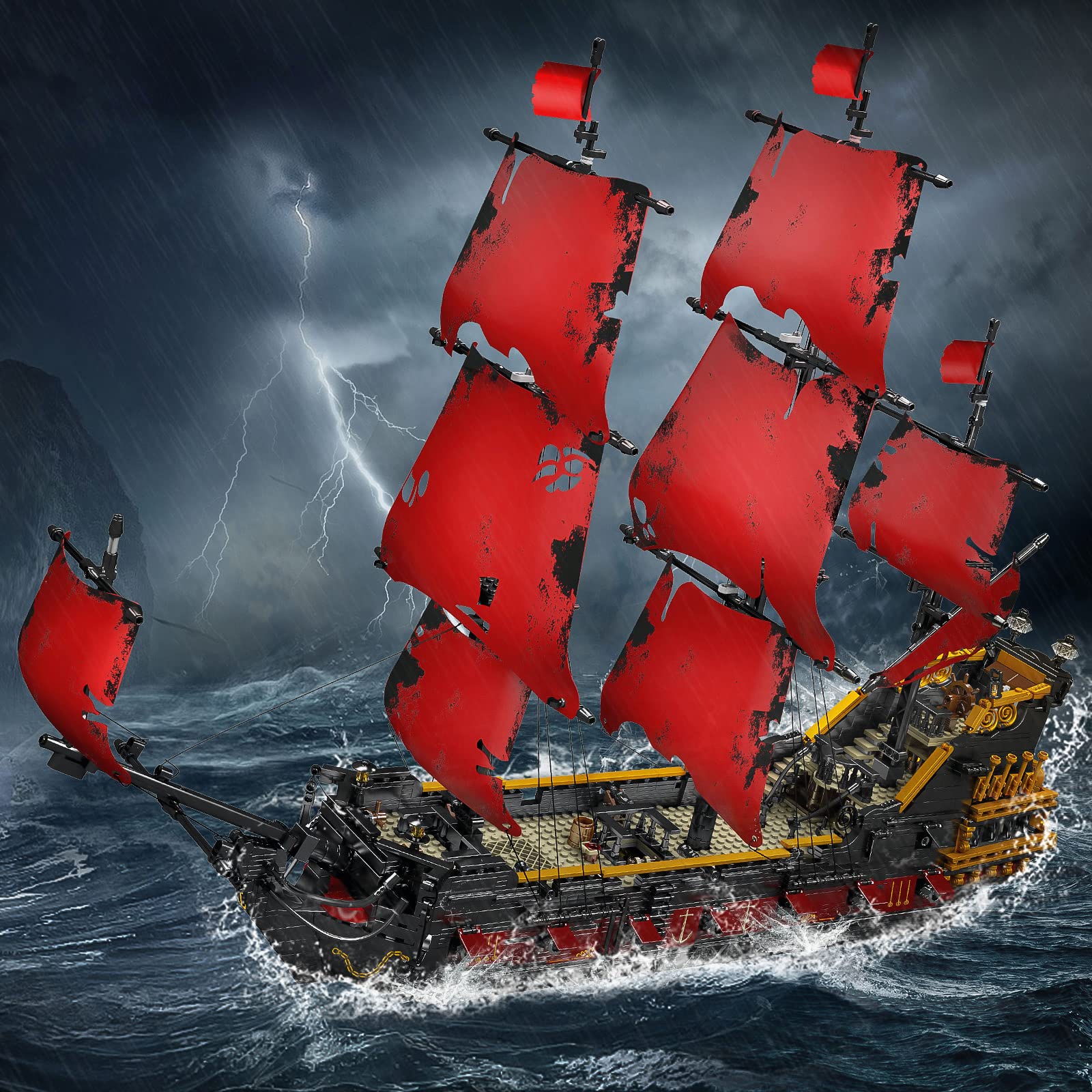 Mould King 13109 Queen Anne's Revenge Pirate Ship Building Blocks Set - 3139 Piece Large MOC Model Kit for Kids & Teens | Perfect for Creative Play, STEM Learning & Collectible Display