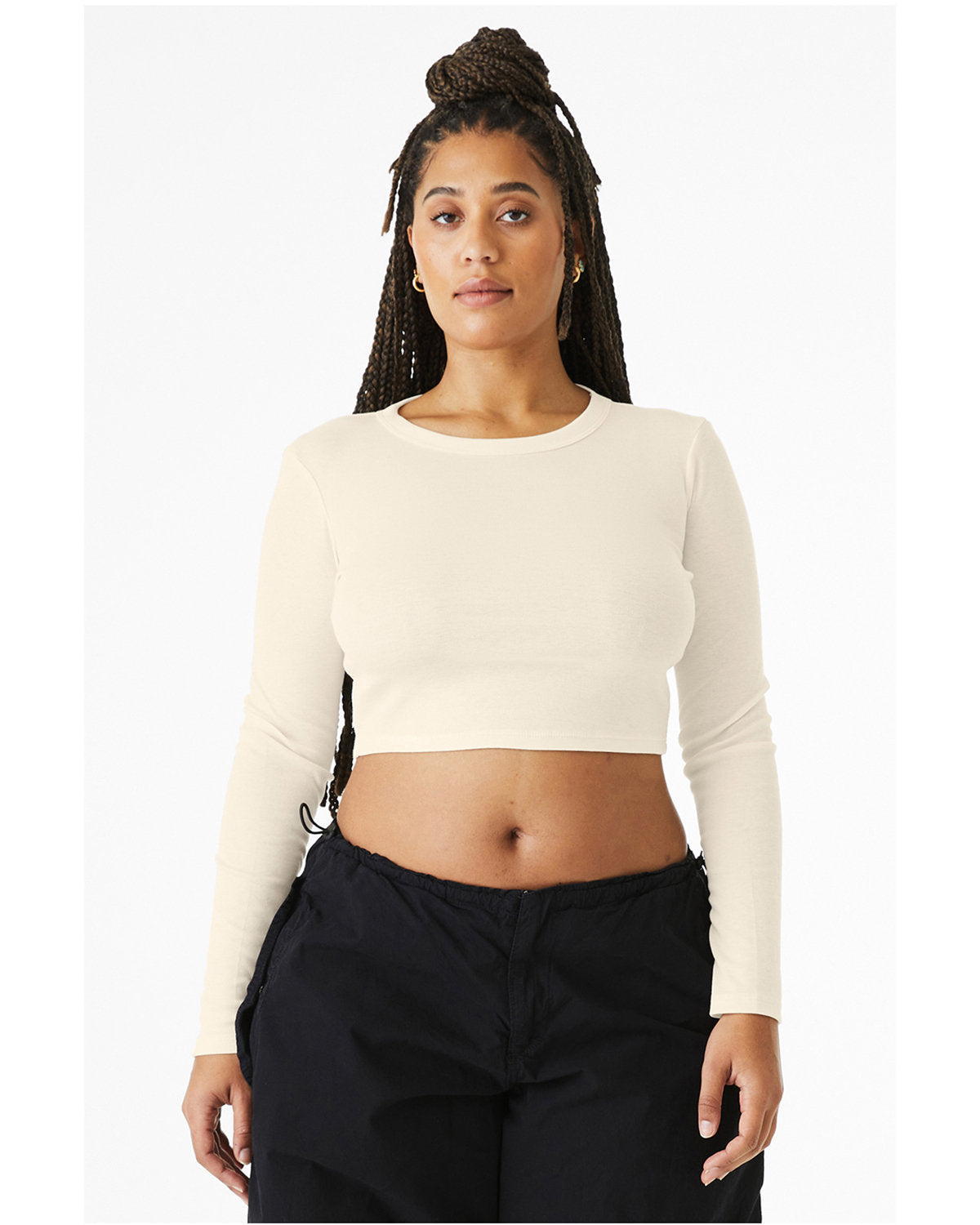 Bella + Canvas 1501BE Women's Micro Ribbed Long Sleeve Baby Tee Shirt - Soft Stretchy Comfort Fit for Casual Wear, Layering & Everyday Outfits