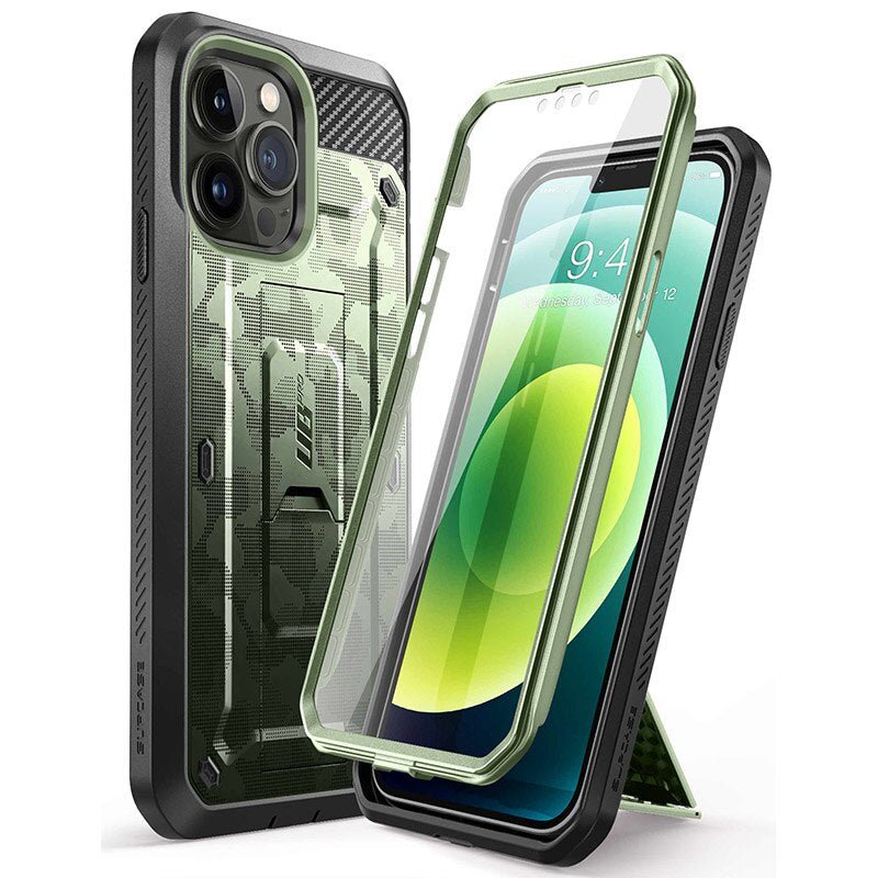 iPhone 13 Pro Max Case - Heavy Duty Full Body Protection with Holster & Kickstand | Shockproof, Military Grade Drop Protection | Perfect for Outdoor, Construction & Active Lifestyle Use