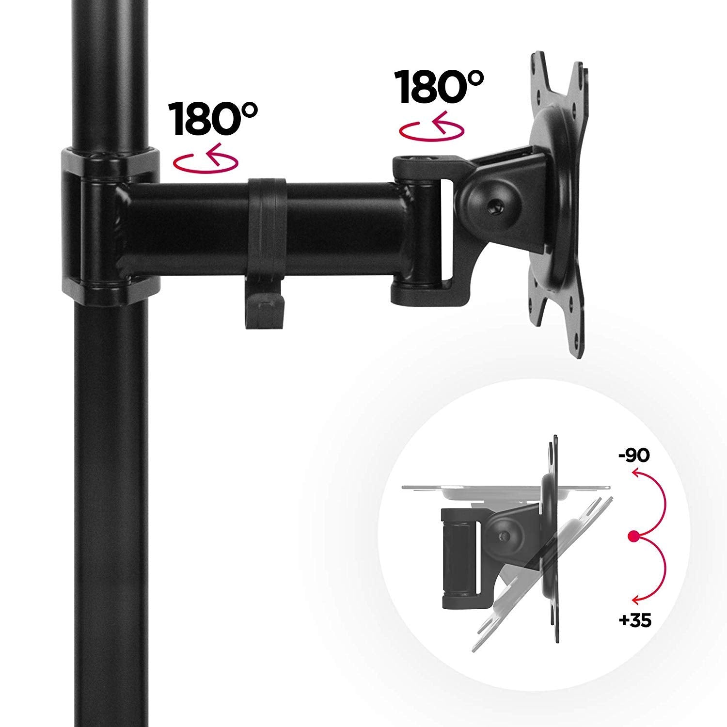 Duronic DM25D1 Single Monitor Stand - Adjustable Freestanding Desk Mount for 13-27