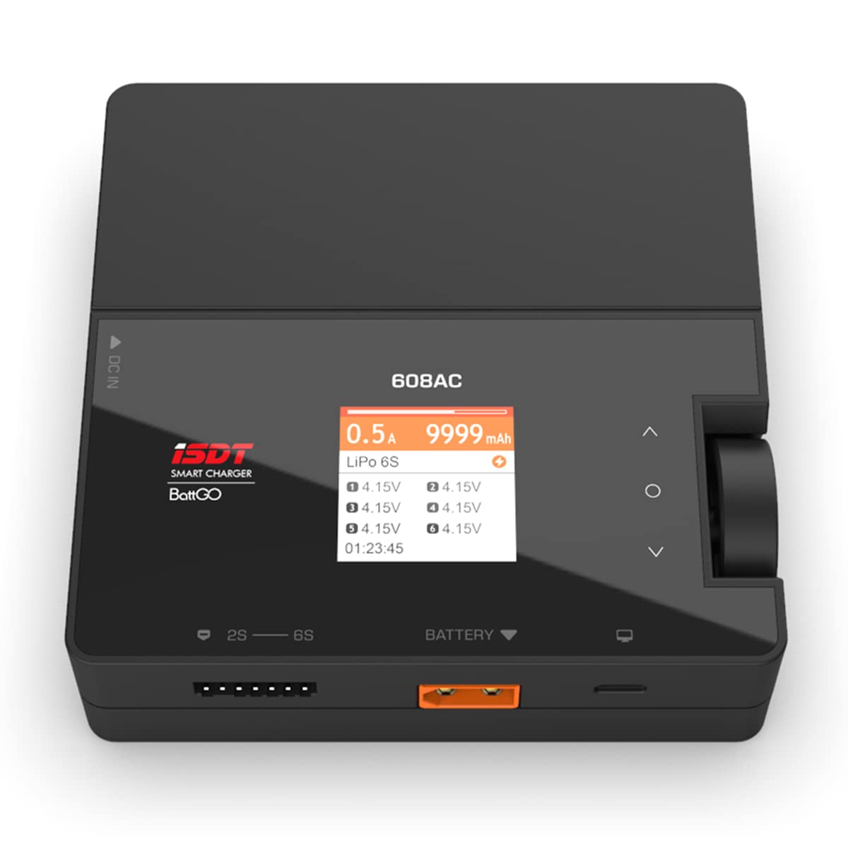 ISDT 608AC 8A 200W Smart Hobby Battery Charger - AC/DC Balance Charger for 1-6S LiPo, LiFe, LiHv, NiMH, Pb RC Batteries with XT60 Port & Detachable Power Supply - Perfect for Drone, RC Car, Airplane & Hobby Charging Needs