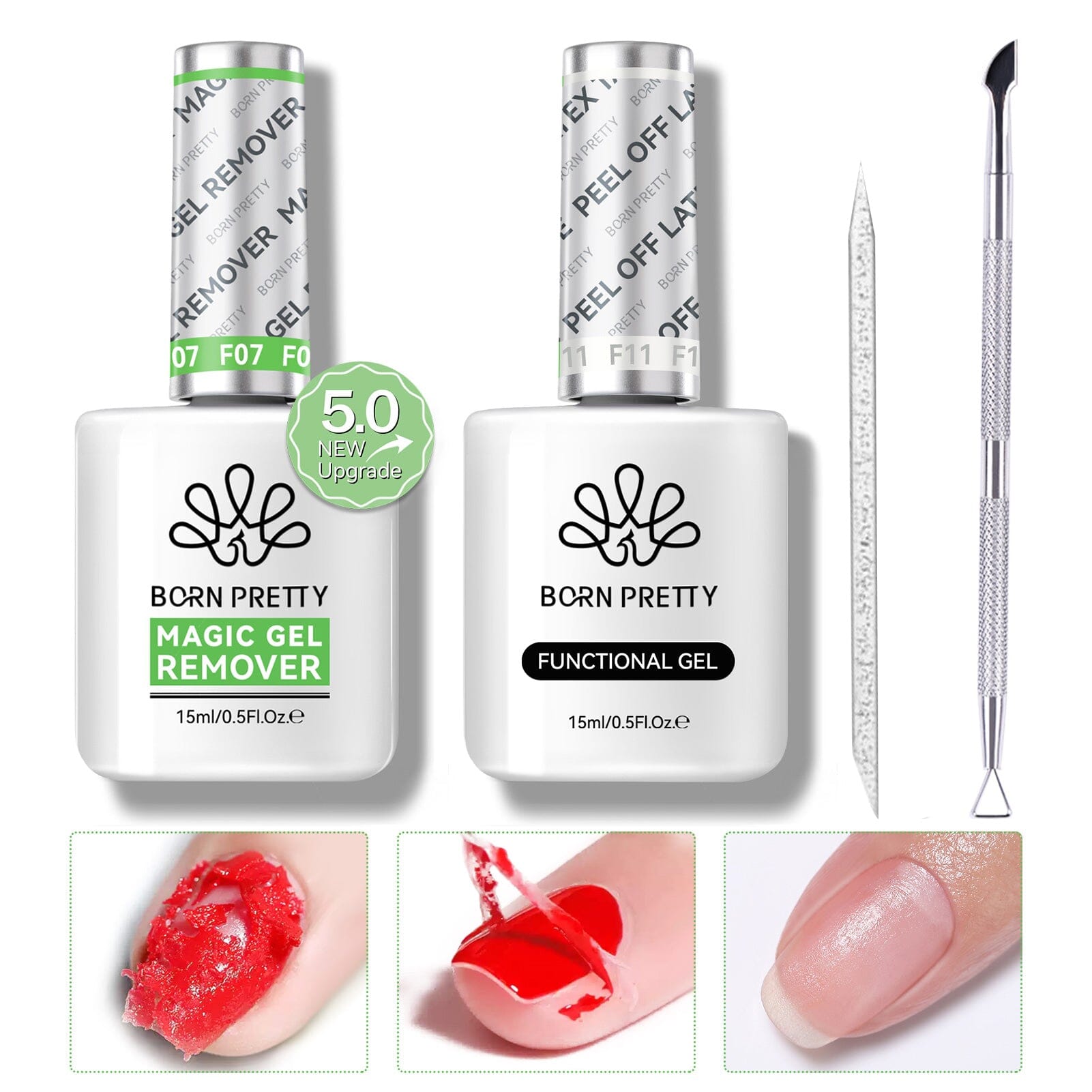 3pcs Set Magic Gel Nail Polish Remover Kit - Acetone Free, Non-Damaging, Quick & Easy Nail Care Tools for Home & Salon Use