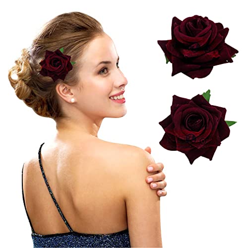 Brown Rose Hairclips