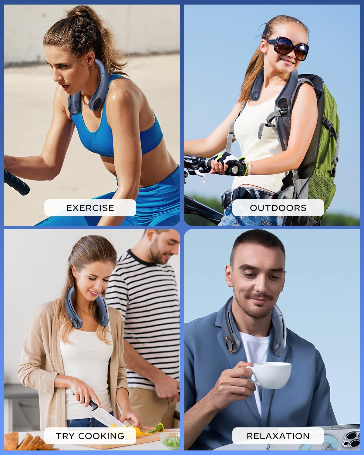 5200mAh Portable Neck Fan with 3 Turbo Speeds - Adjustable Bladeless Personal Cooling Fan, 360° Airflow, Super Quiet & Long Battery Life - Perfect for Outdoor Activities, Office, Travel & Summer Heat Relief