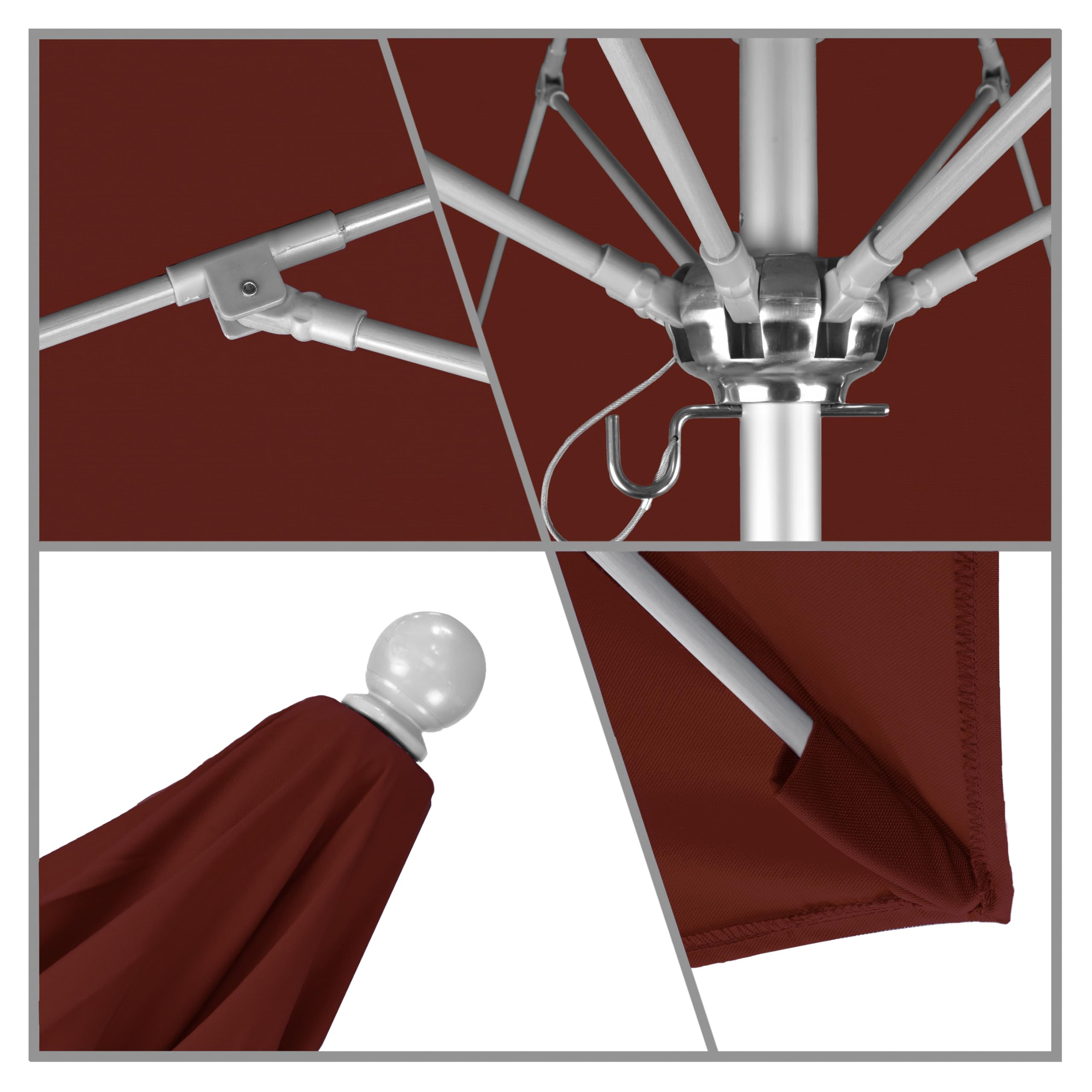 9' Round California Umbrella - Aluminum/Fiberglass Frame with Push Open Mechanism & Silver Pole - Durable Olefin Fabric - Perfect for Patio, Poolside, and Outdoor Dining Areas