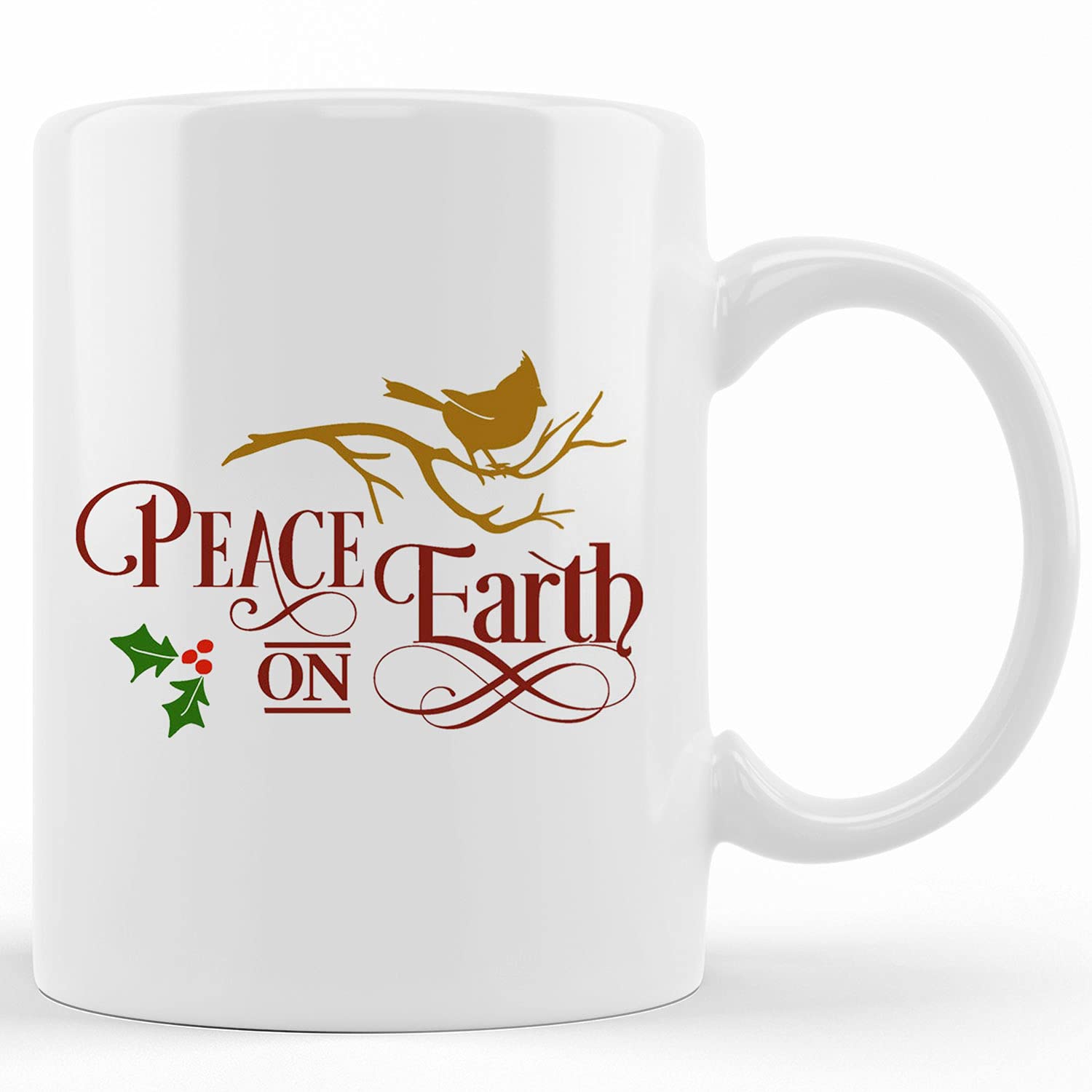 Peace On Earth Christmas Ceramic Coffee Mug 11oz & 15oz - Holiday Gift Mug for Birthday, Christmas, Thanksgiving - Perfect for Hot Drinks, Office Use & Cozy Home Decor