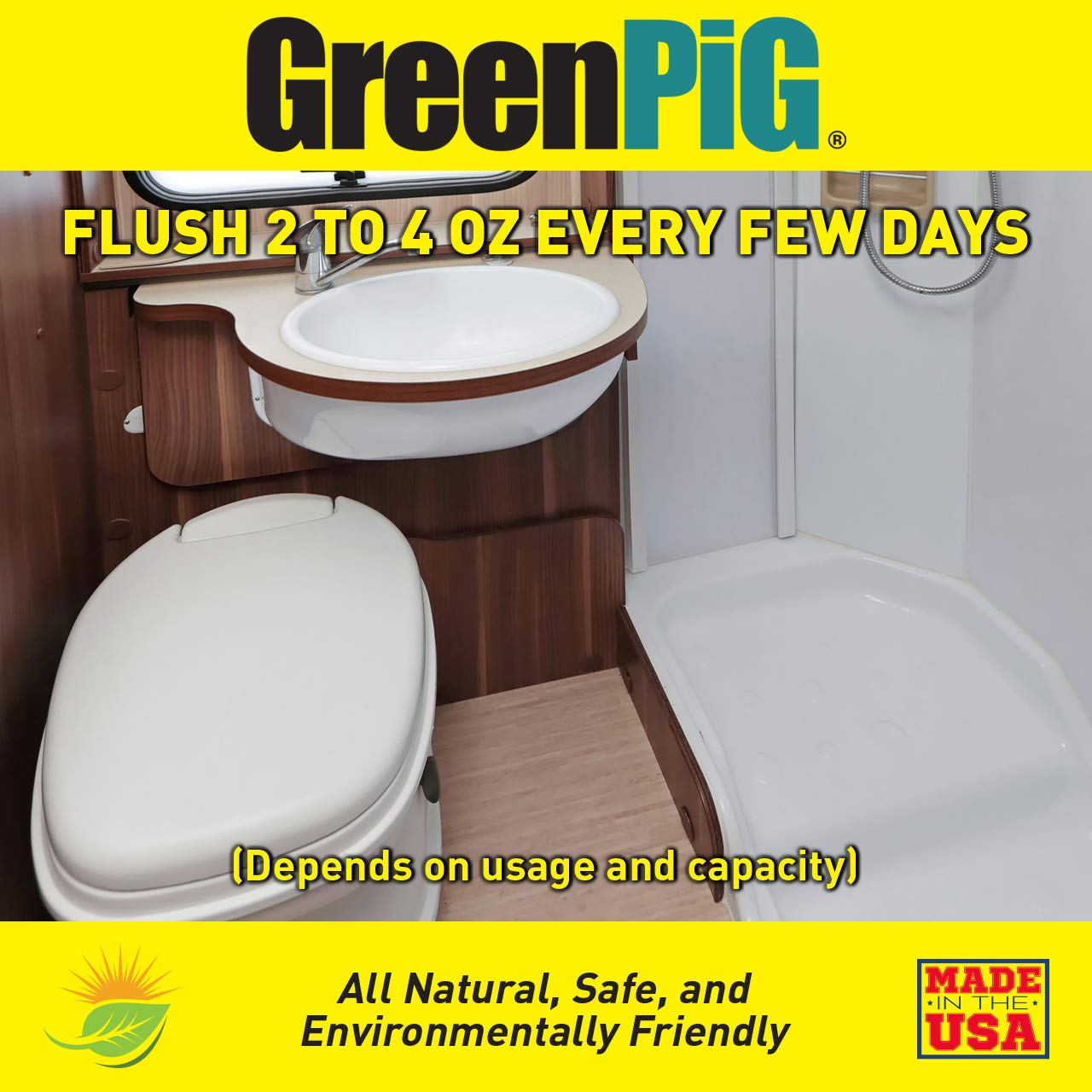 Eco-Friendly GREEN PIG RV & Marine Holding Tank Treatment - Waste Digester & Odor Eliminator for Motorhomes, Boats, Campers | 1 Quart | Perfect for RV Trips, Camping & Marine Sanitation