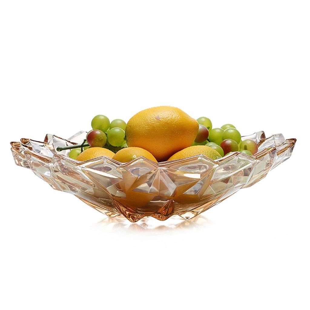 Glass Fruit Bowl - Creative European Style Tableware for Salad, Dessert, Nuts & Snacks | Yellow Decorative Serving Bowl for Living Room & Kitchen | Perfect for Entertaining, Parties & Home Decor