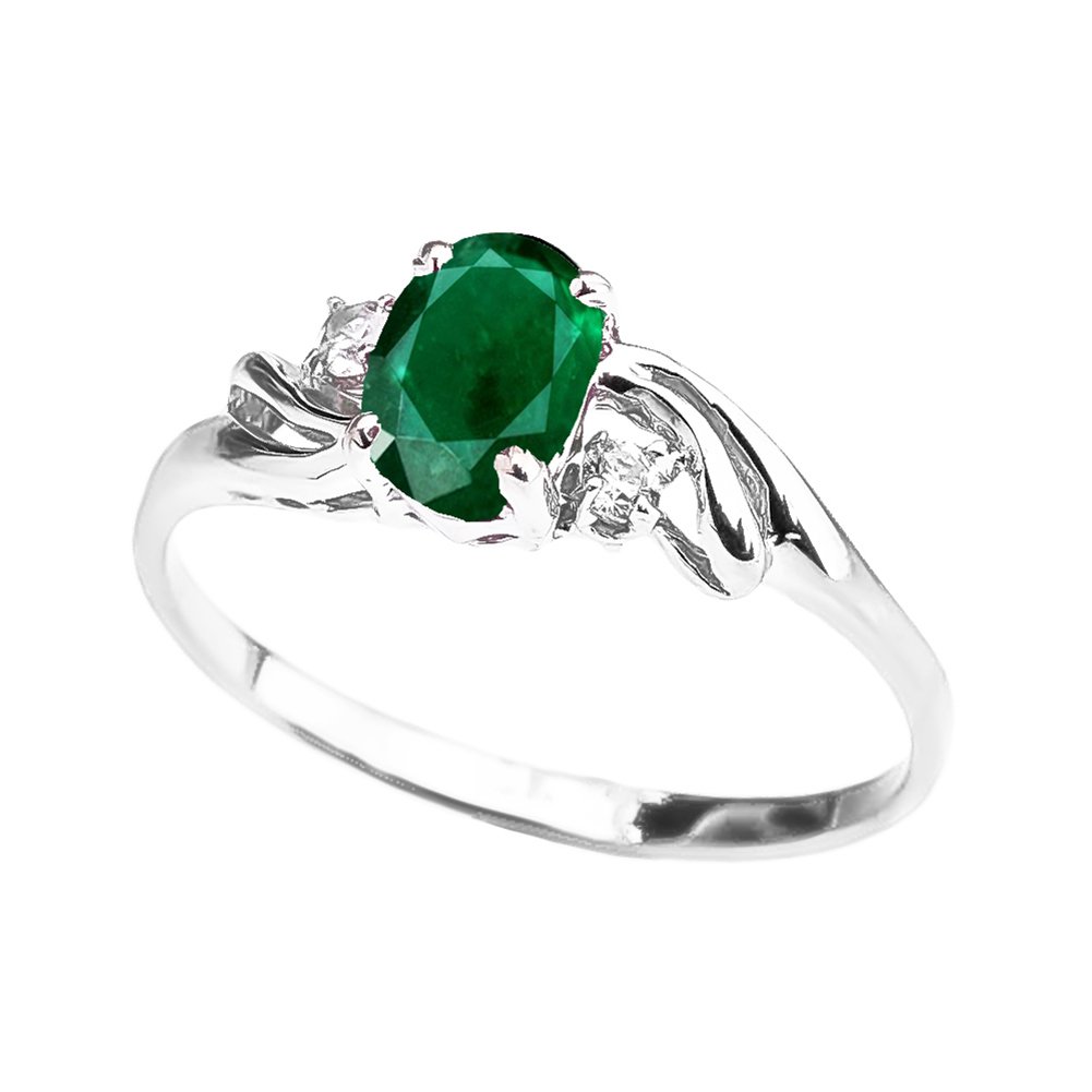 14K White Gold Oval May Birthstone White Topaz 3-Stone Engagement Ring - Perfect for Proposals, Anniversaries & Special Occasions