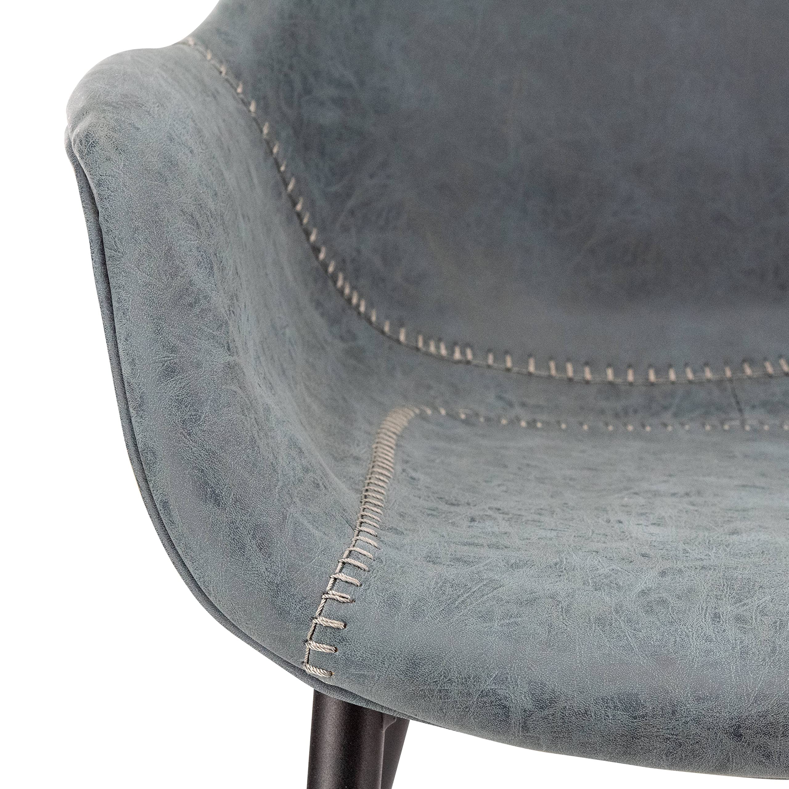 LeisureMod Markley Modern Leather Dining Armchair - Peacock Blue Kitchen Chair with Sturdy Metal Legs for Dining Room, Kitchen, or Home Office