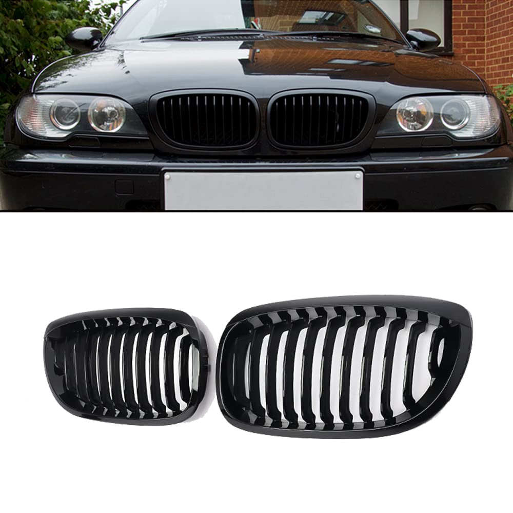 Gloss Black Front Kidney Grille for 2003-2006 BMW E46 325Ci 330Ci Coupe | Direct Fit Replacement Bumper Grille | Enhances Sporty Look for Your 2-Door Luxury Car