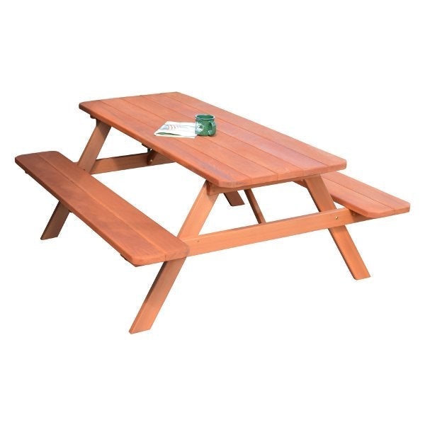 Premium Western Red Cedar Picnic Table with Attached Benches - Outdoor Dining Set for Patio, Garden & Backyard - Weather-Resistant & Durable