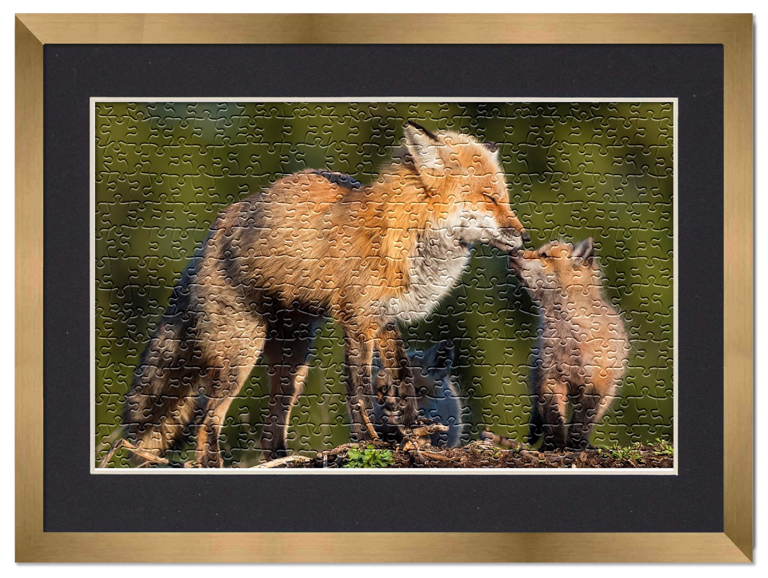 19.25x28 Jigsaw Puzzle Frame Kit with Puzzle Glue Sheets, Bronze Wood Frame & Black Mat - Complete Display Set with UV Acrylic, Backing & Hanging Hardware - Perfect for Preserving & Showcasing 1000-Piece Puzzles in Living Rooms or Offices