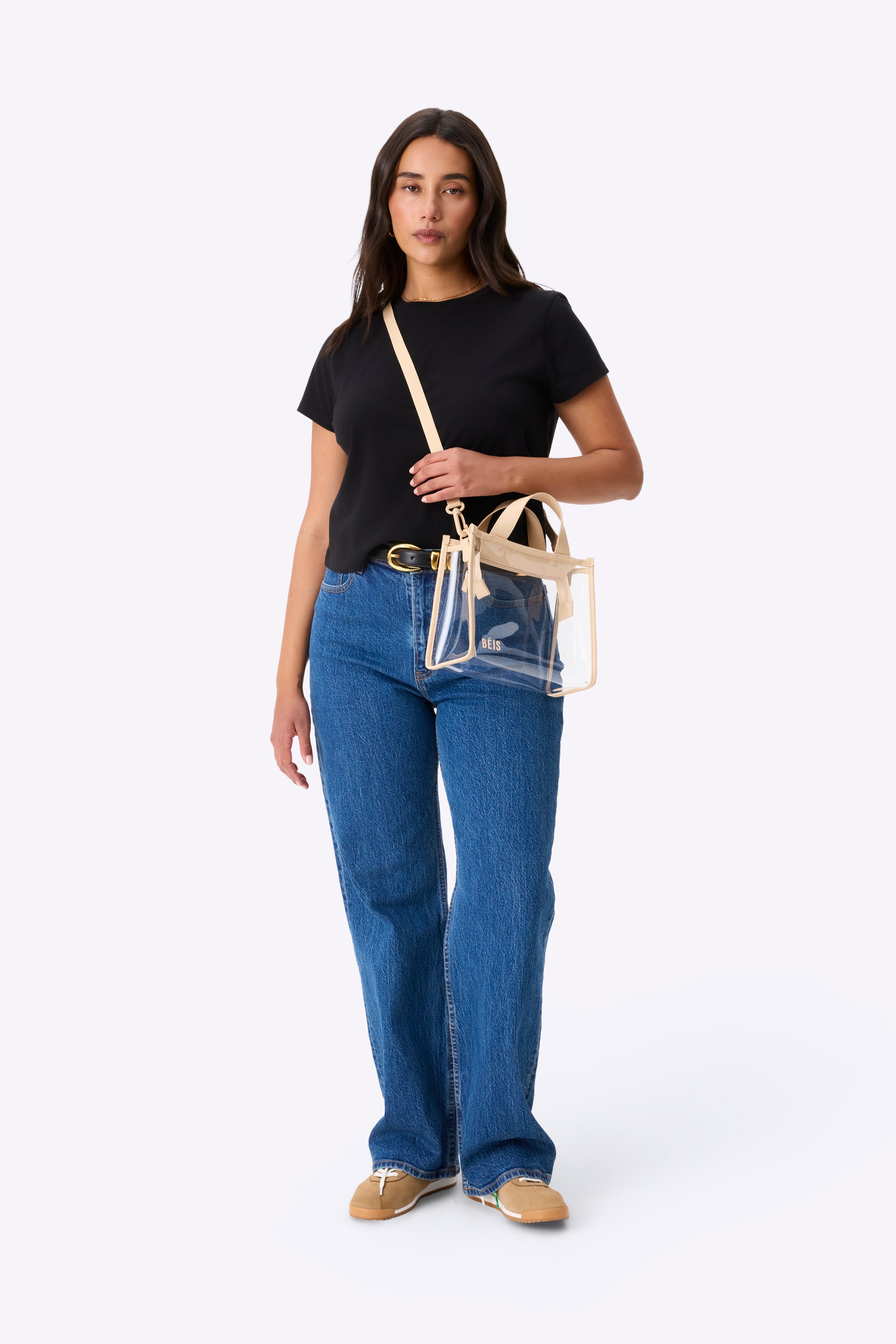 Stadium Crossbody Bag in Beige - Stylish & Lightweight Shoulder Purse for Women | Perfect for Travel, Shopping & Everyday Use