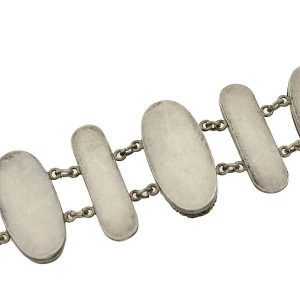 Victorian Style Silver Shakudo Mixed Metals Link Bracelet - Elegant Antique Jewelry for Women, Perfect for Weddings, Parties & Special Occasions