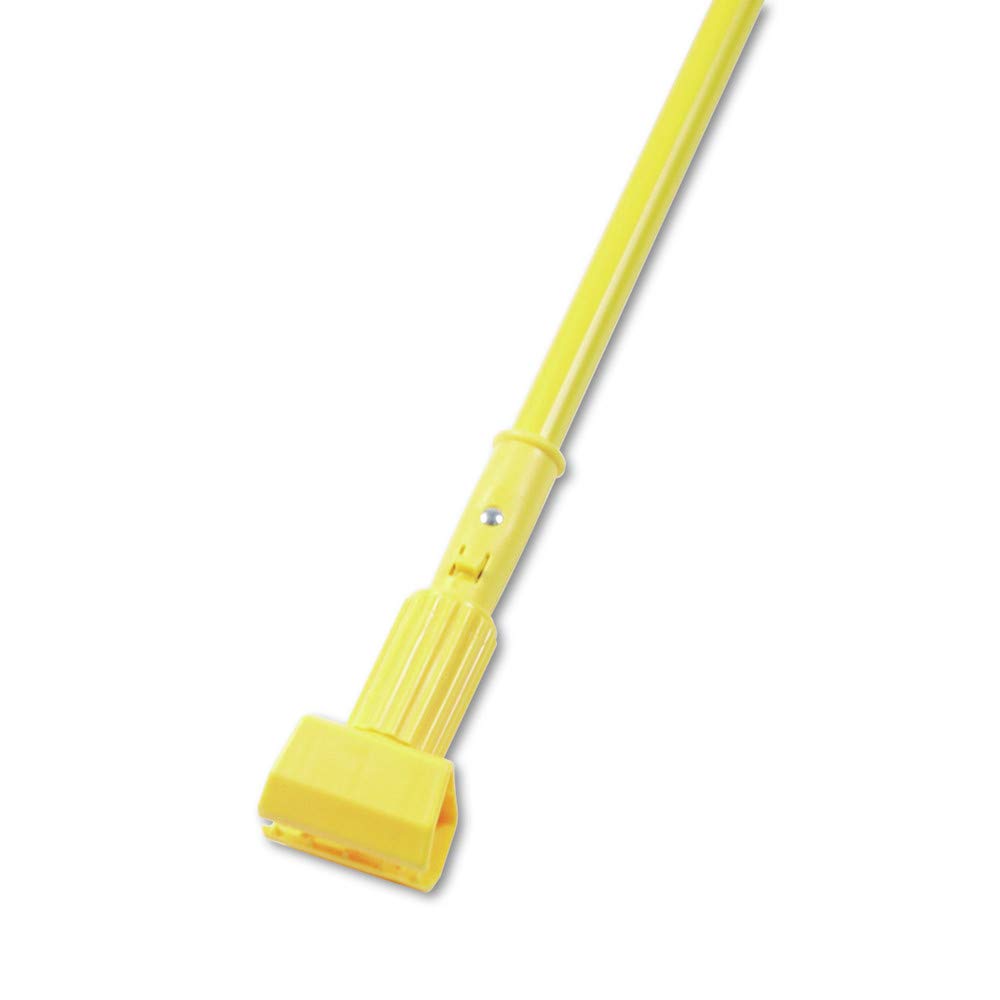 Heavy Duty Mop Handle Clamp with Plastic Head & Aluminum Handle - Yellow (1 Pack) - Ideal for Commercial Cleaning, Janitorial Use & Home Maintenance