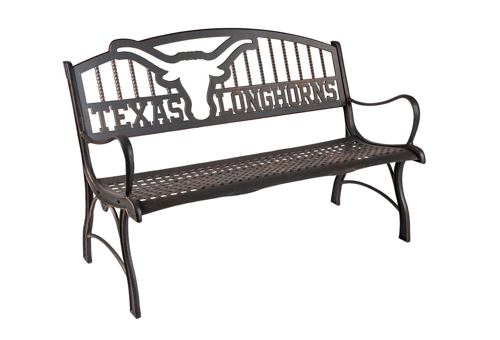 Texas Longhorns Iron Outdoor Bench - Durable & Weather-Resistant for Patio, Garden, and Backyard Decor